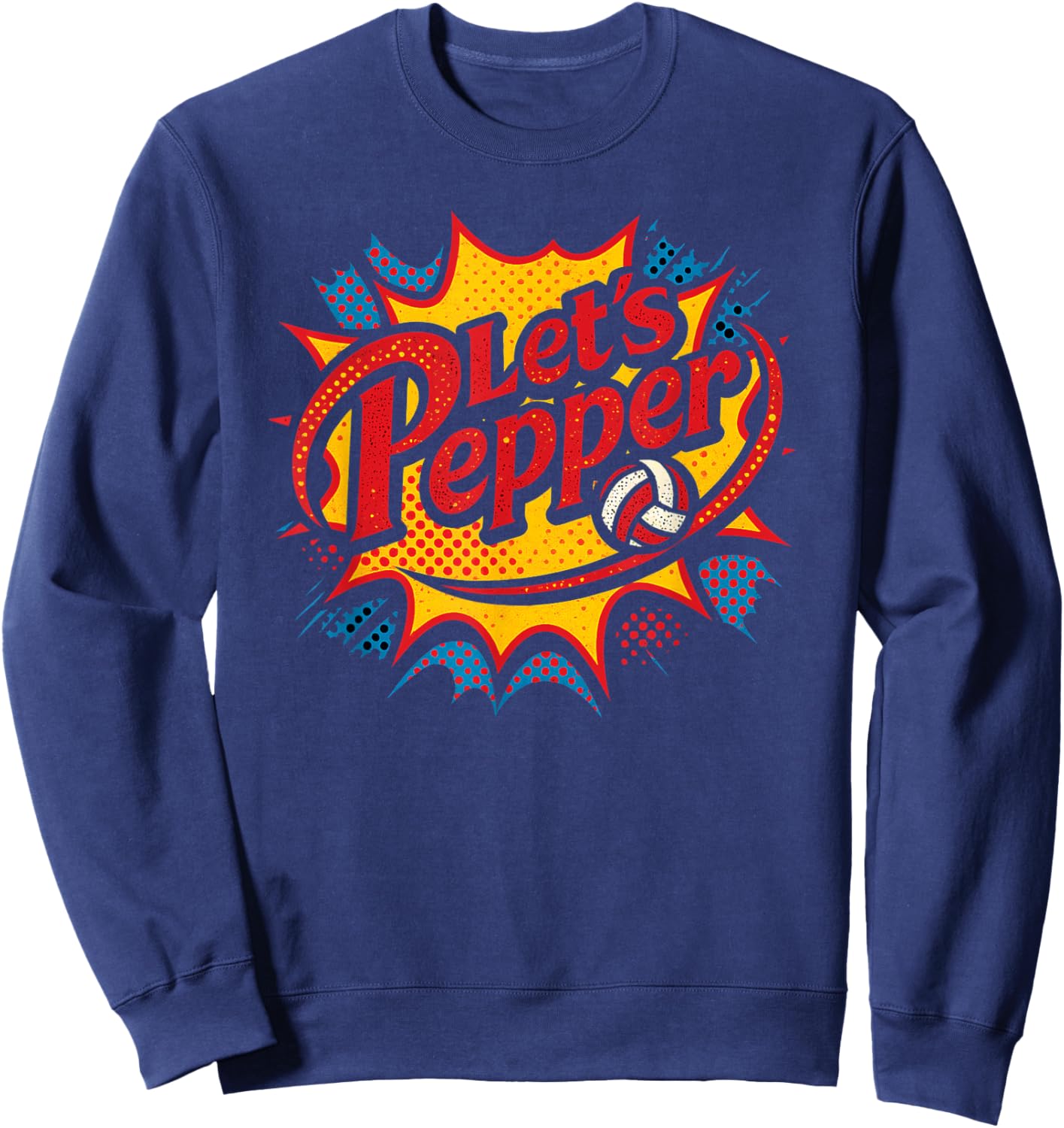 Volleyball Lets Pepper Comic Cute Pop Art Girls Team Play Sweatshirt - Sweatshirt | Navy
