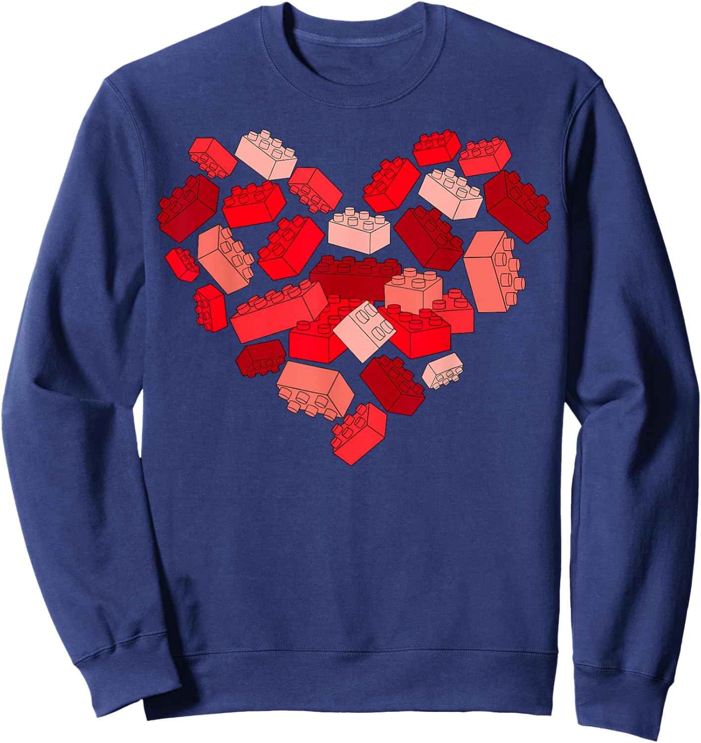 Valentines Day Heart Building Blocks Bricks Boys Kid Toddler Sweatshirt - Sweatshirt | Navy