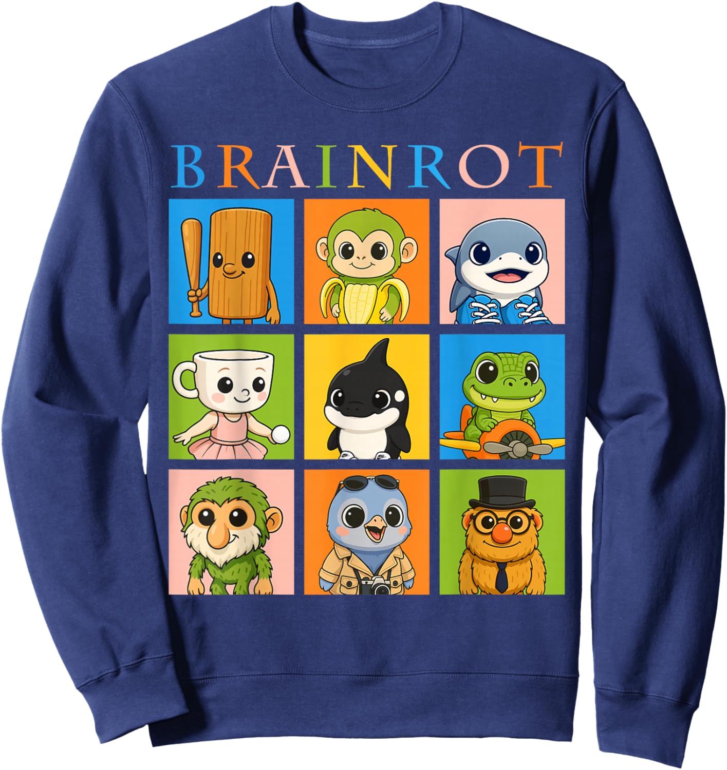 Kids Boys Brainrot Cute Animals AI Generated Meme Los Dicen Sweatshirt - Sweatshirt | Navy