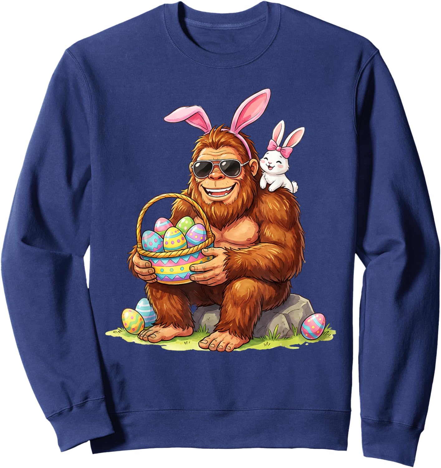 Easter Funny Sasquatch Bunny Easter for Boy Women Sweatshirt - Sweatshirt | Navy