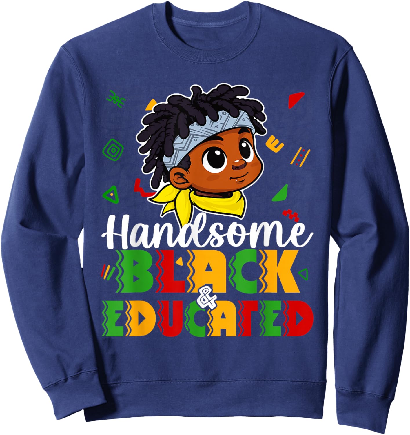 Handsome Black & Educated Black History Month Kids Boys Sweatshirt - Sweatshirt | Navy