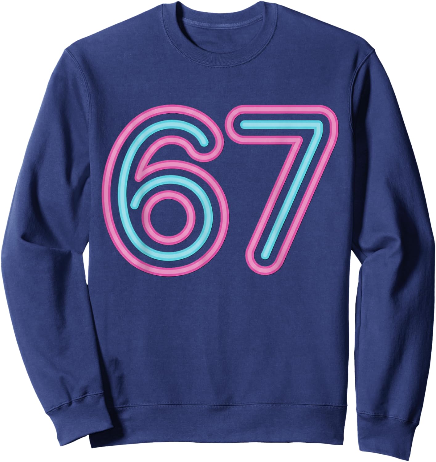 67 Pink and Blue Retro Glow Sweatshirt - Sweatshirt | Navy