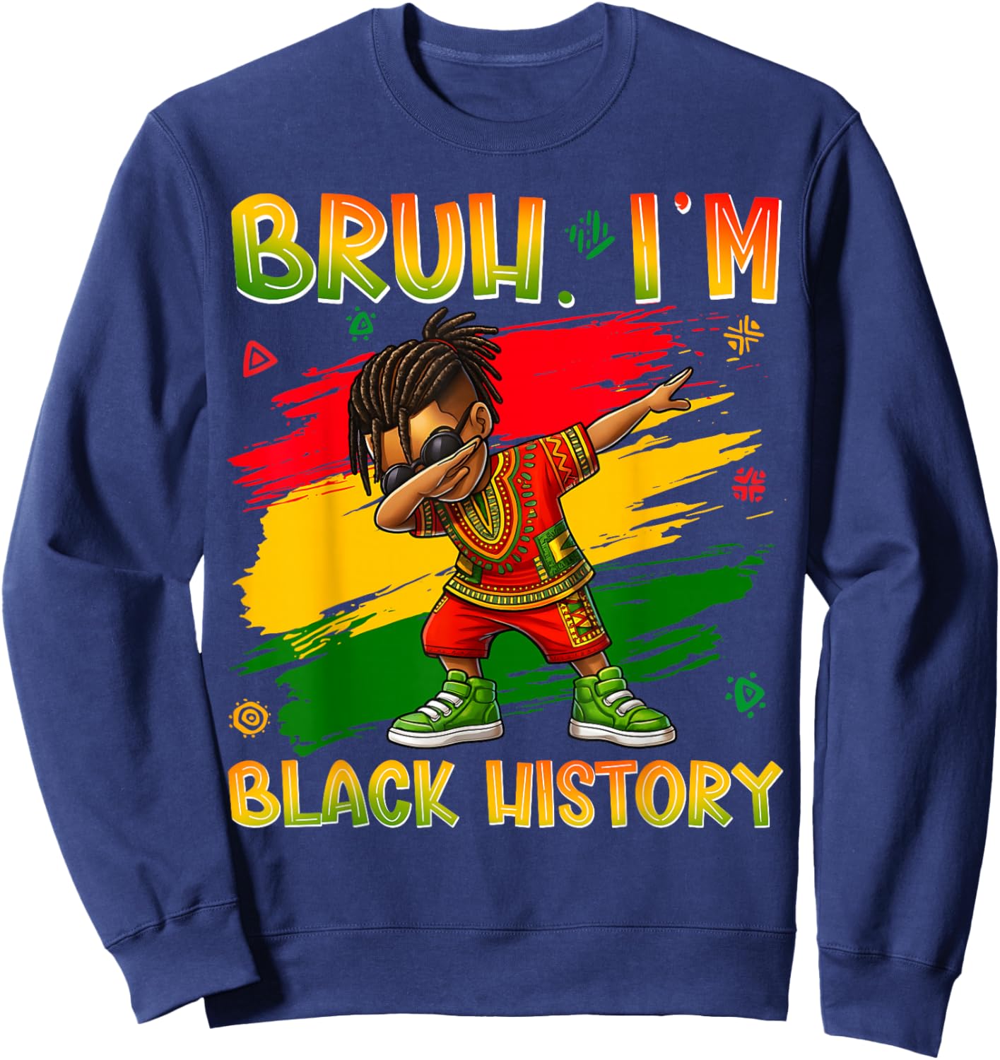 Black History Month I Am Black History Dabbing Afro Men Boy Sweatshirt - Sweatshirt | Navy