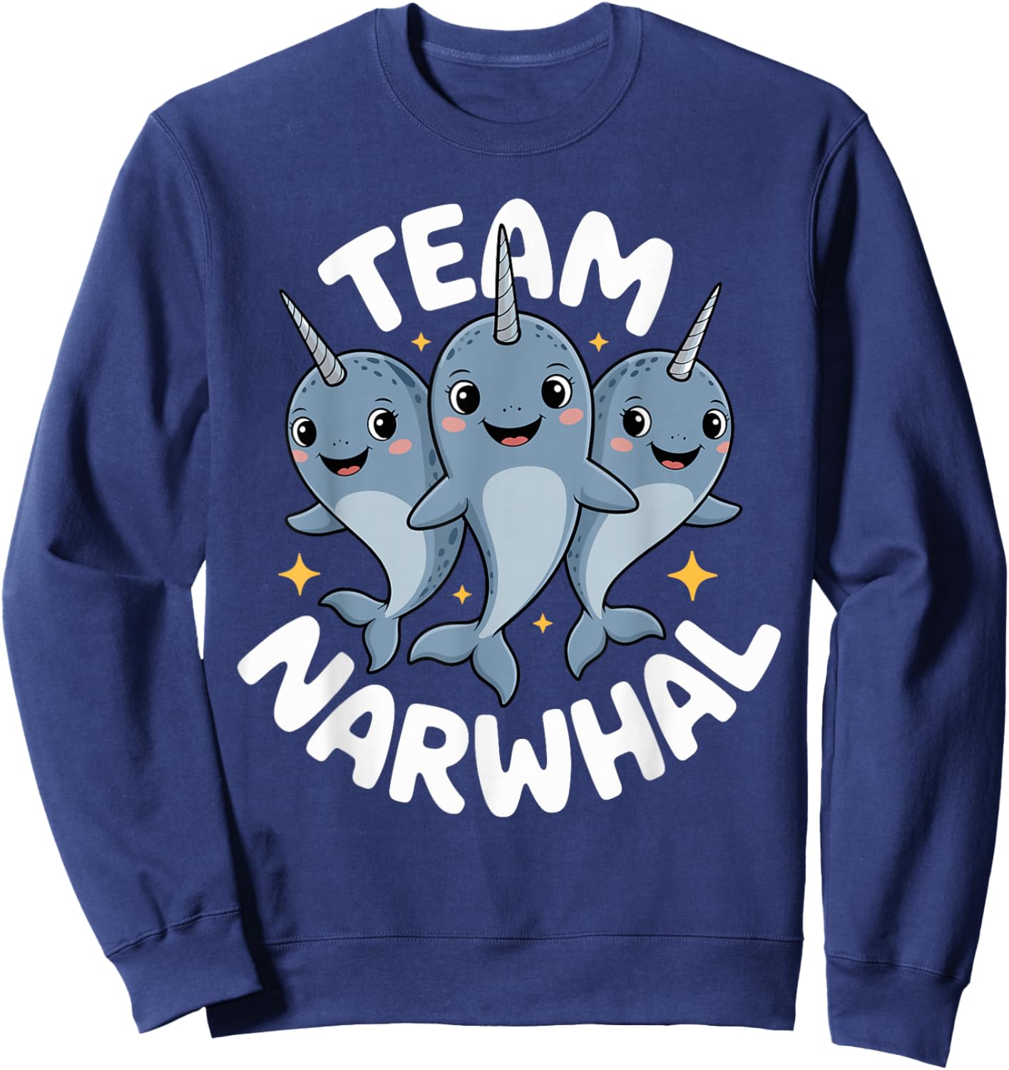 Whale Retro Vivid Sweet Cool Vibrant ICY Northern Narwhal Sweatshirt - Sweatshirt | Navy