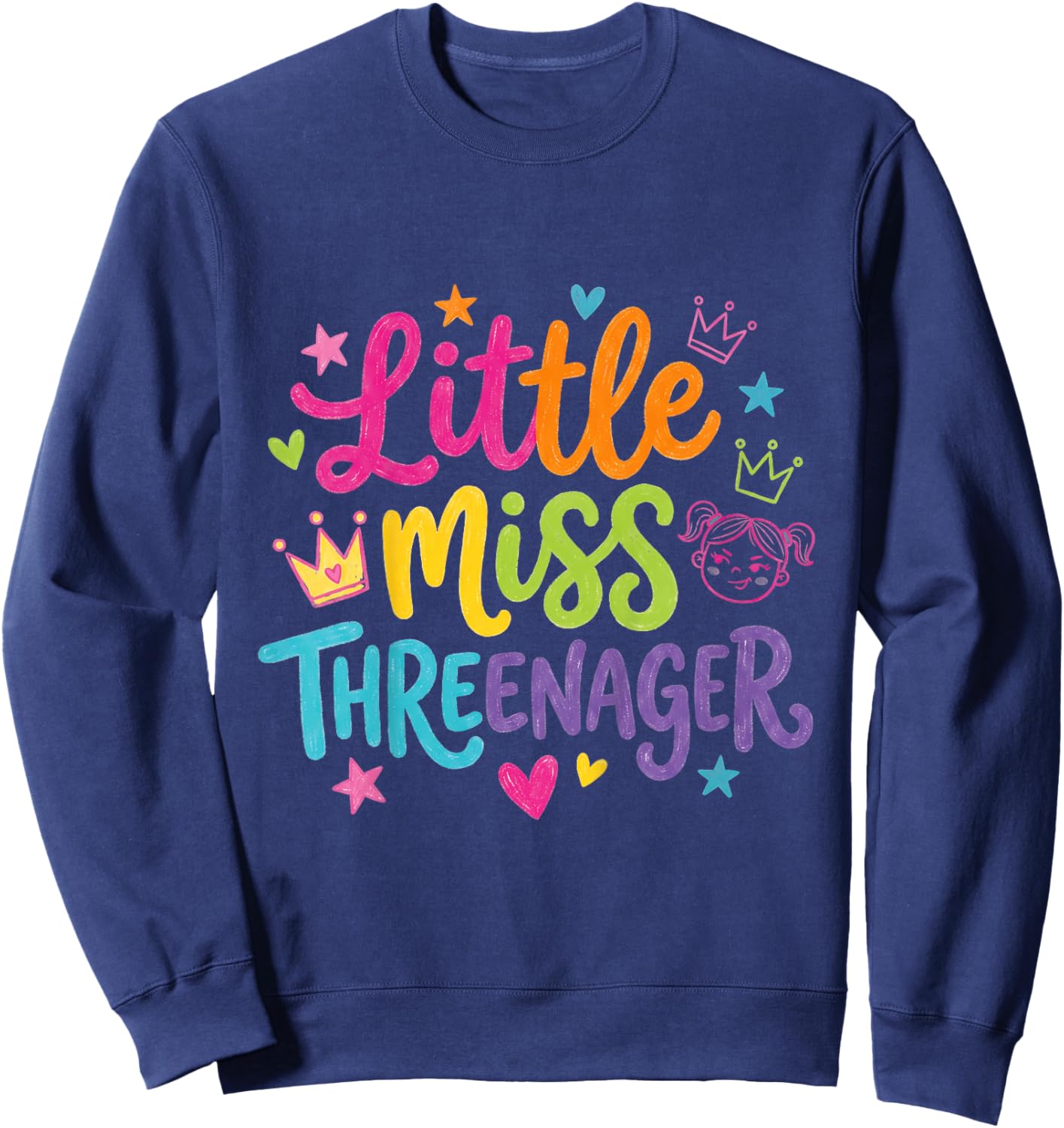 3rd Birthday Girl Sassy Toddler Little Miss Threenager Sweatshirt - Sweatshirt | Navy