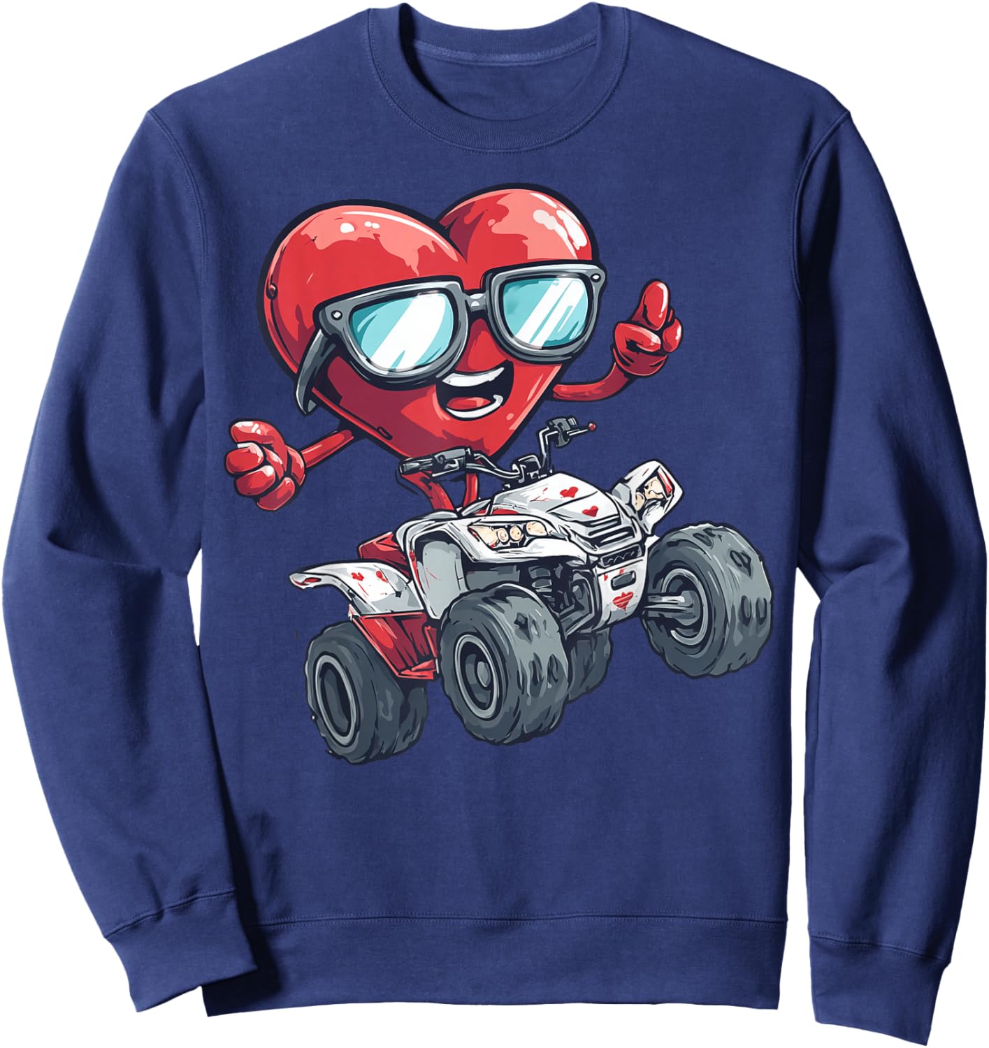 ATV Heart Quad 4 Wheeler Valentine's Day Sunglasses Sweatshirt - Sweatshirt | Navy