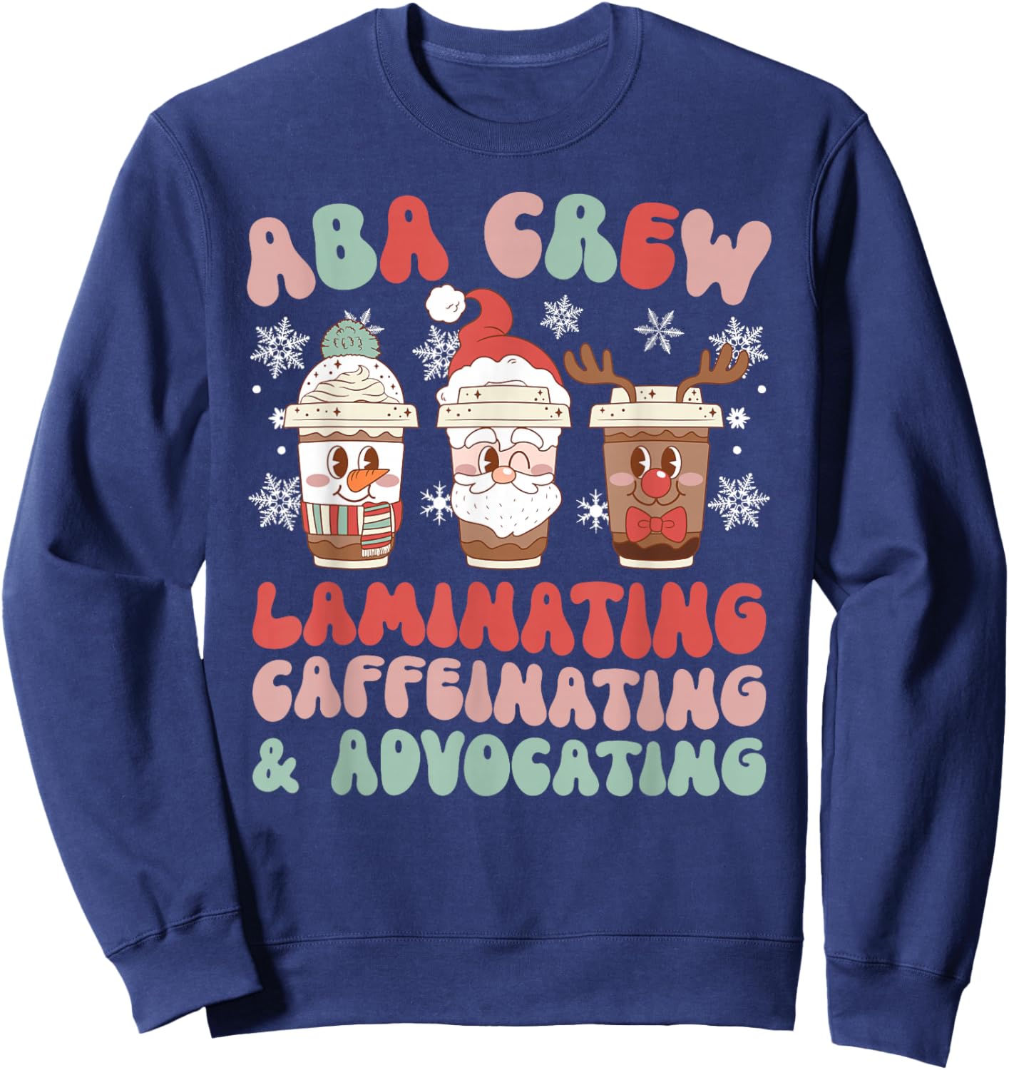 Groovy ABA Crew ABA Therapist Christmas ABA Therapy Xmas Sweatshirt - Sweatshirt | Navy