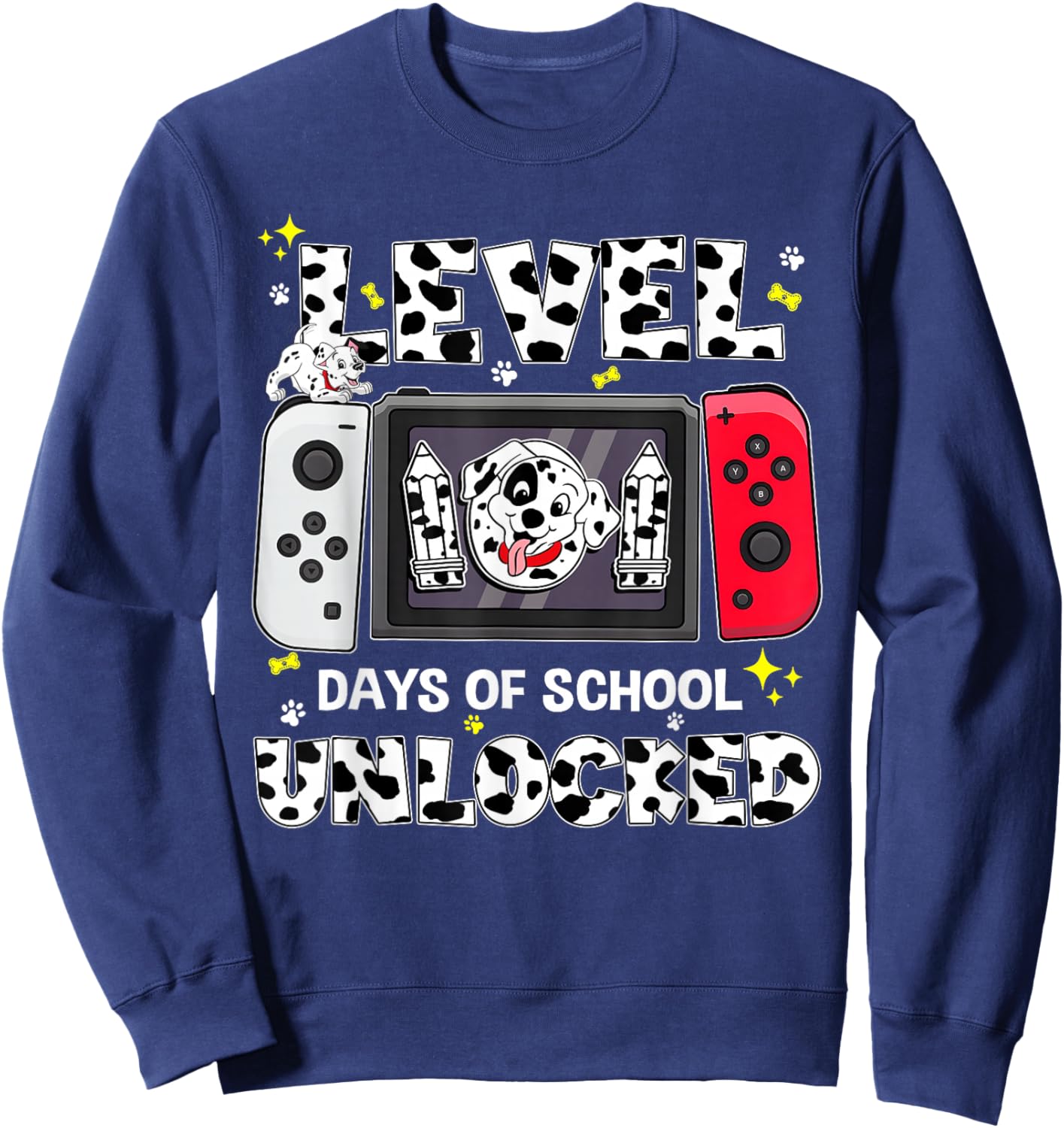 Level Unlocked 101 Days School Game Controller 100 Days Sweatshirt - Sweatshirt | Navy