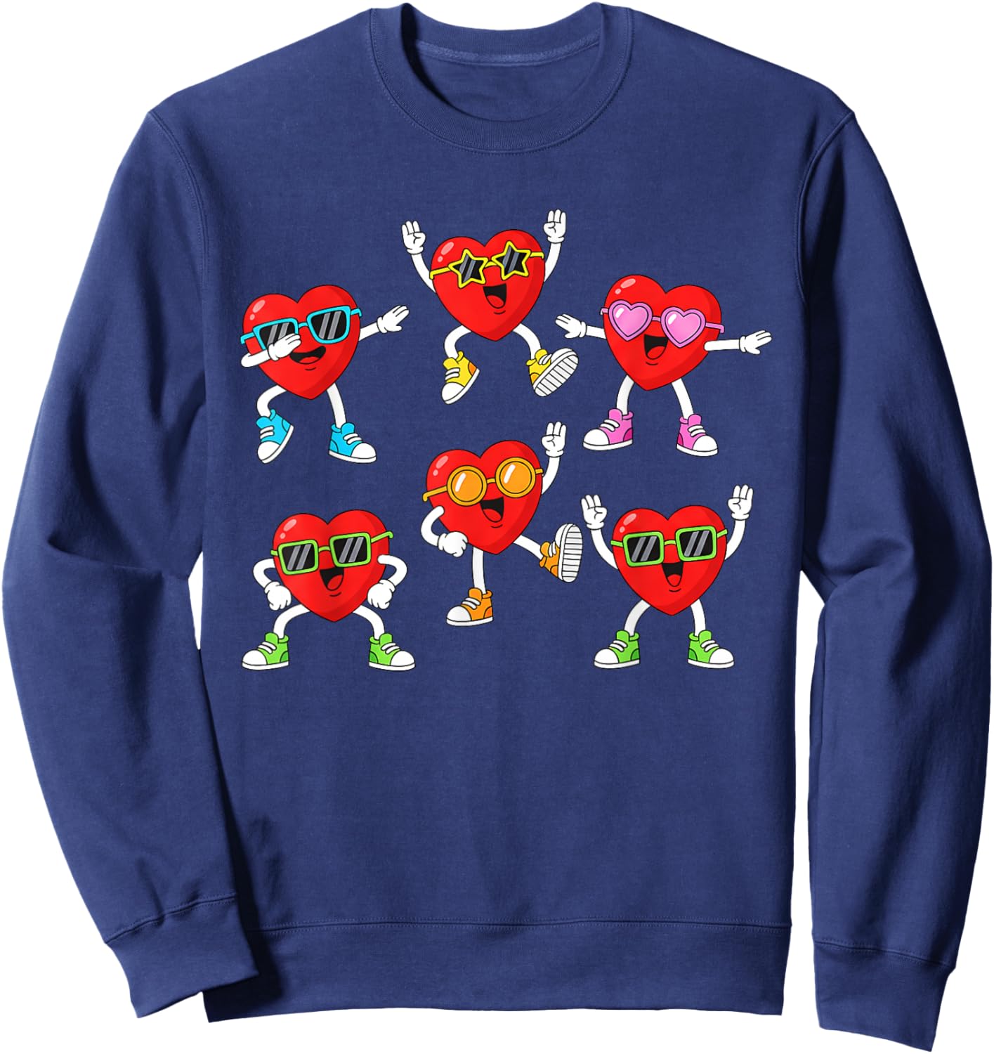 Funny Hearts Valentines Day for Teens Kids Boys Girls Sweatshirt - Sweatshirt | Navy