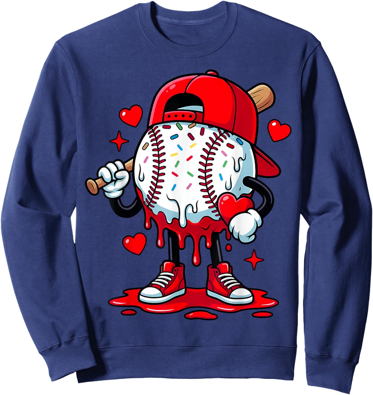 Baseball Drip Icecream Apparel Youth Boy Valentine Sweatshirt - Sweatshirt | Navy