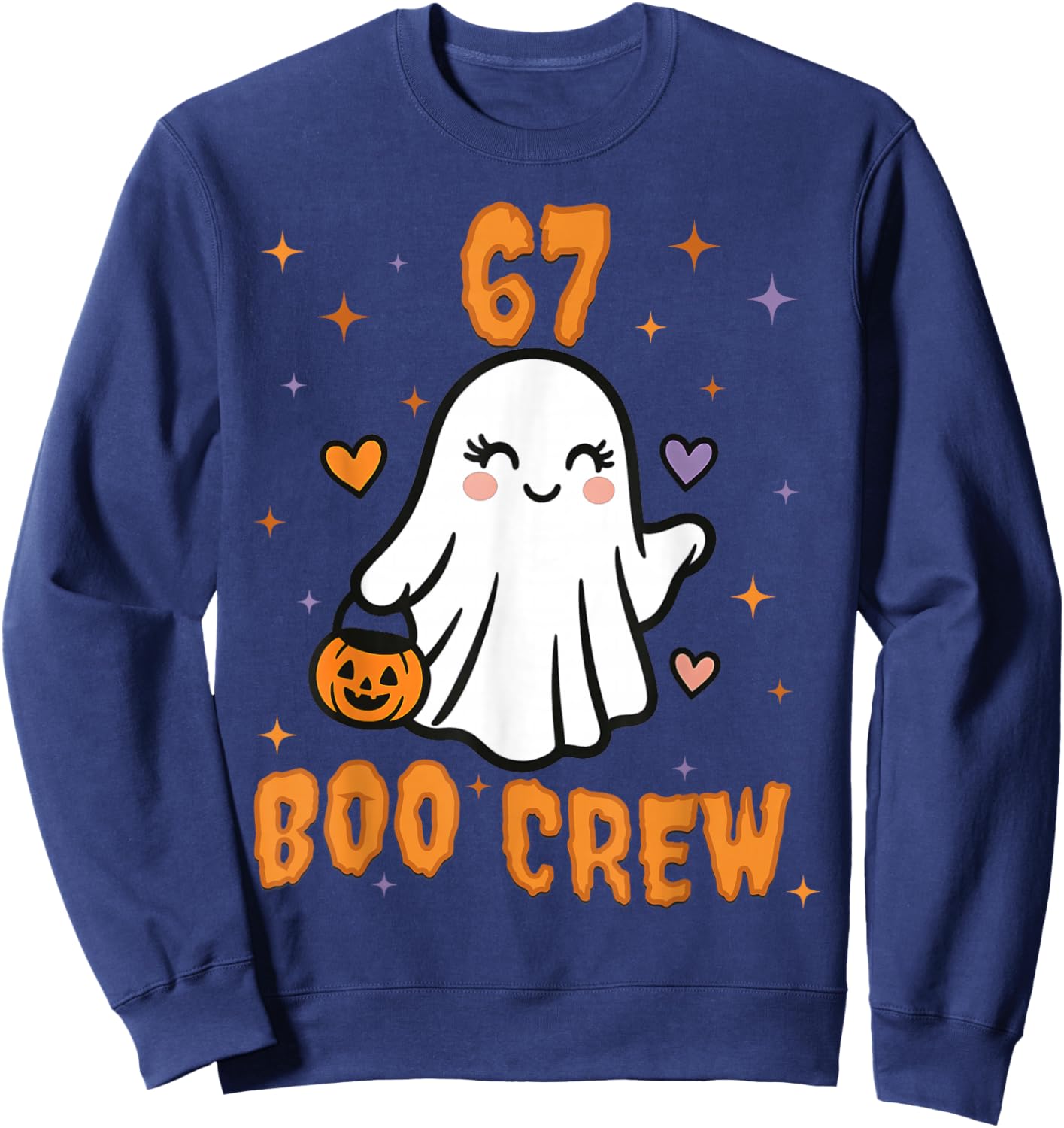 67 Halloween Ghost Boo Crew Matching Funny Brainrot Girls Sweatshirt - Sweatshirt | Navy