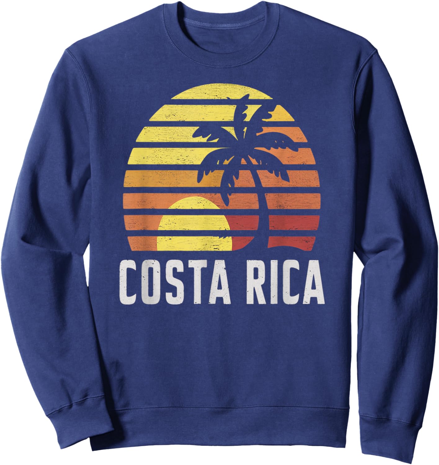 Costa Rica Retro Sunset Scene with Palm and Horizon Vibes Sweatshirt - Sweatshirt | Navy