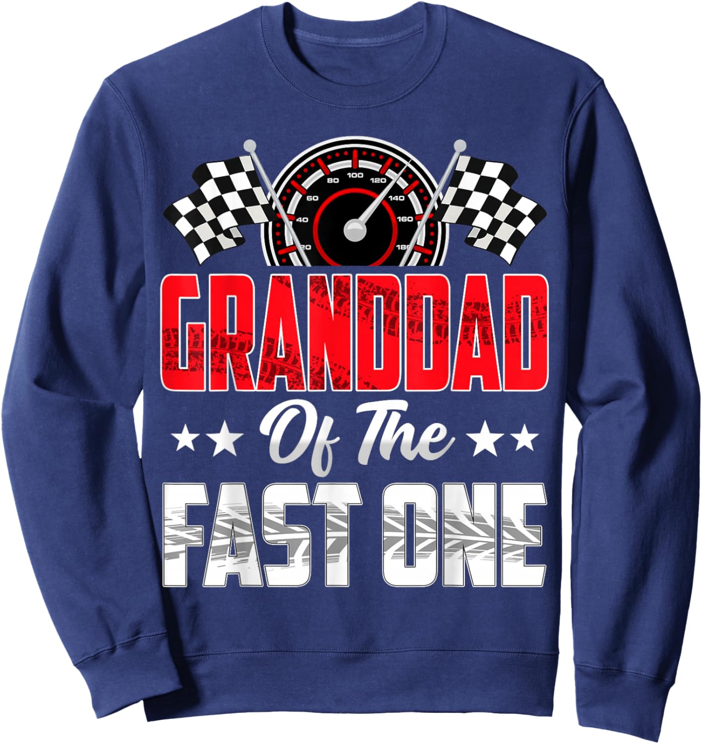 Granddad of The Fast One Birthday 1st Race Car Family Sweatshirt - Sweatshirt | Navy
