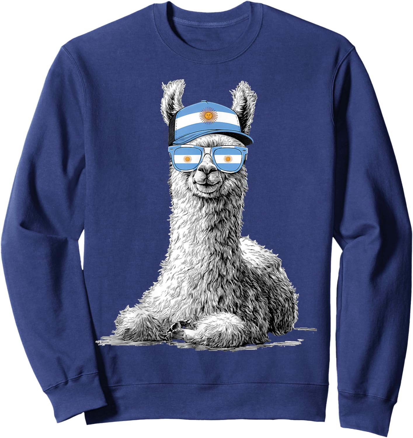 Argentina Llama Alpaca Argentinian Flag Sweatshirt - Sweatshirt | Navy