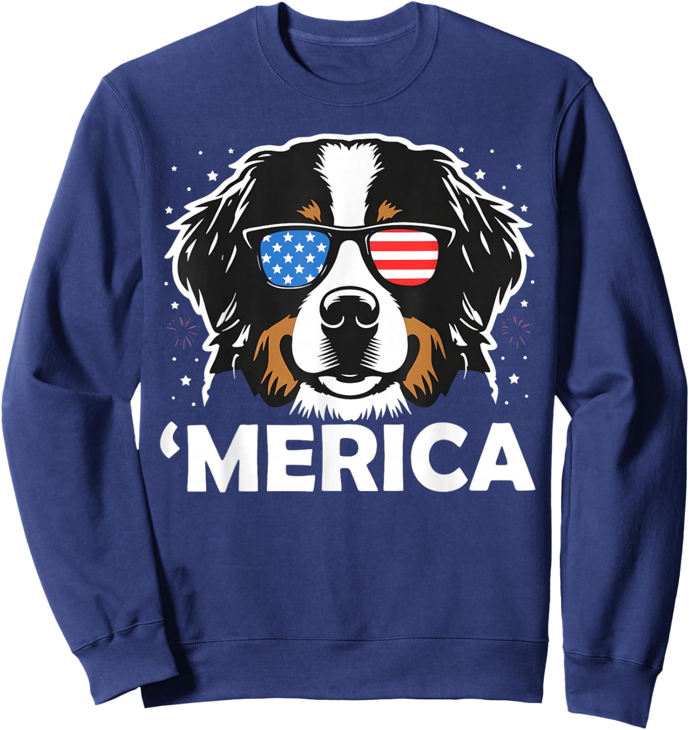 Merica Dog Patriotic Bernese USA Lover Design Sweatshirt - Sweatshirt | Navy