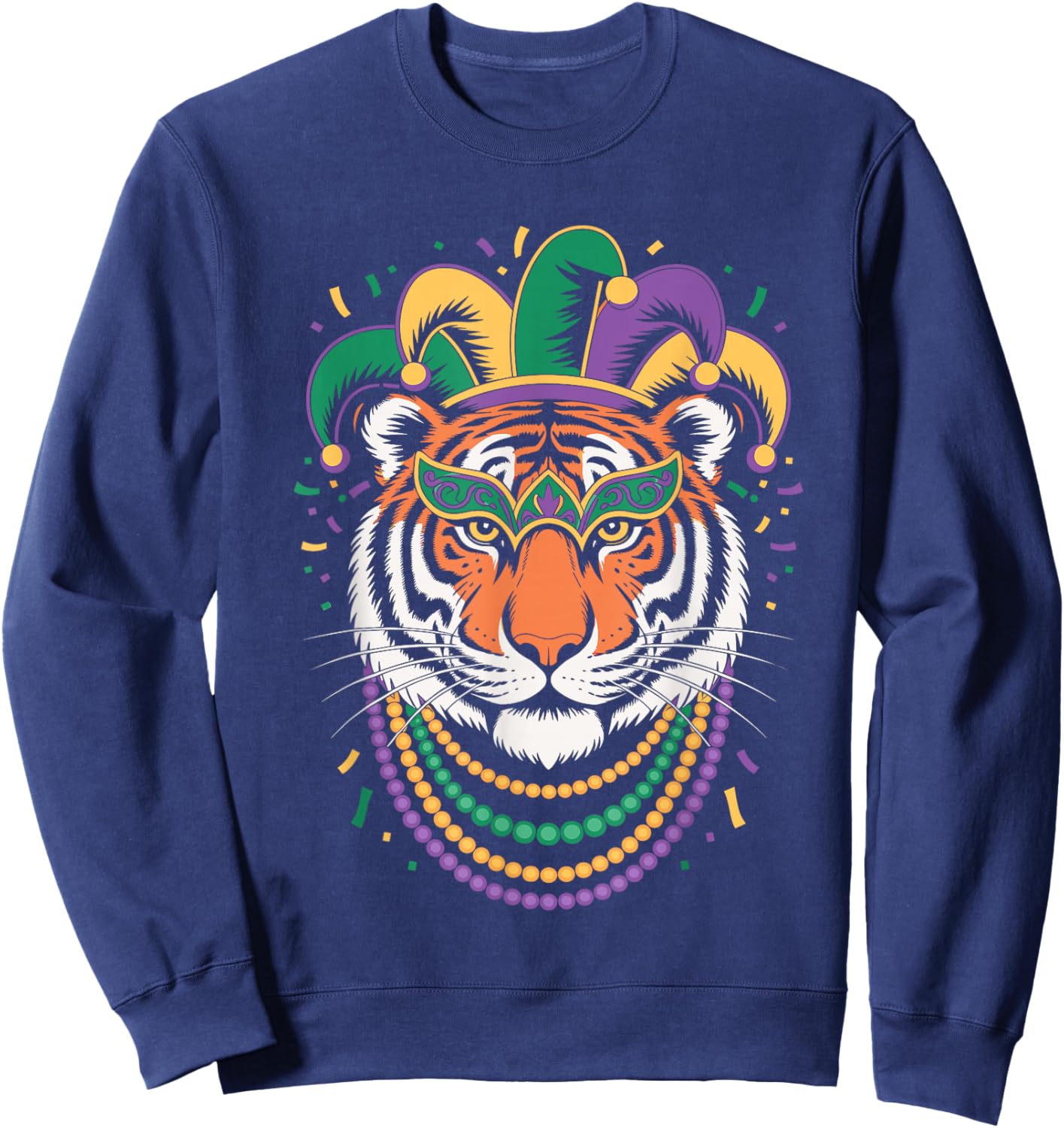 Tiger Mardi Gras Carnival Animal Tiger Face Lover Sweatshirt - Sweatshirt | Navy