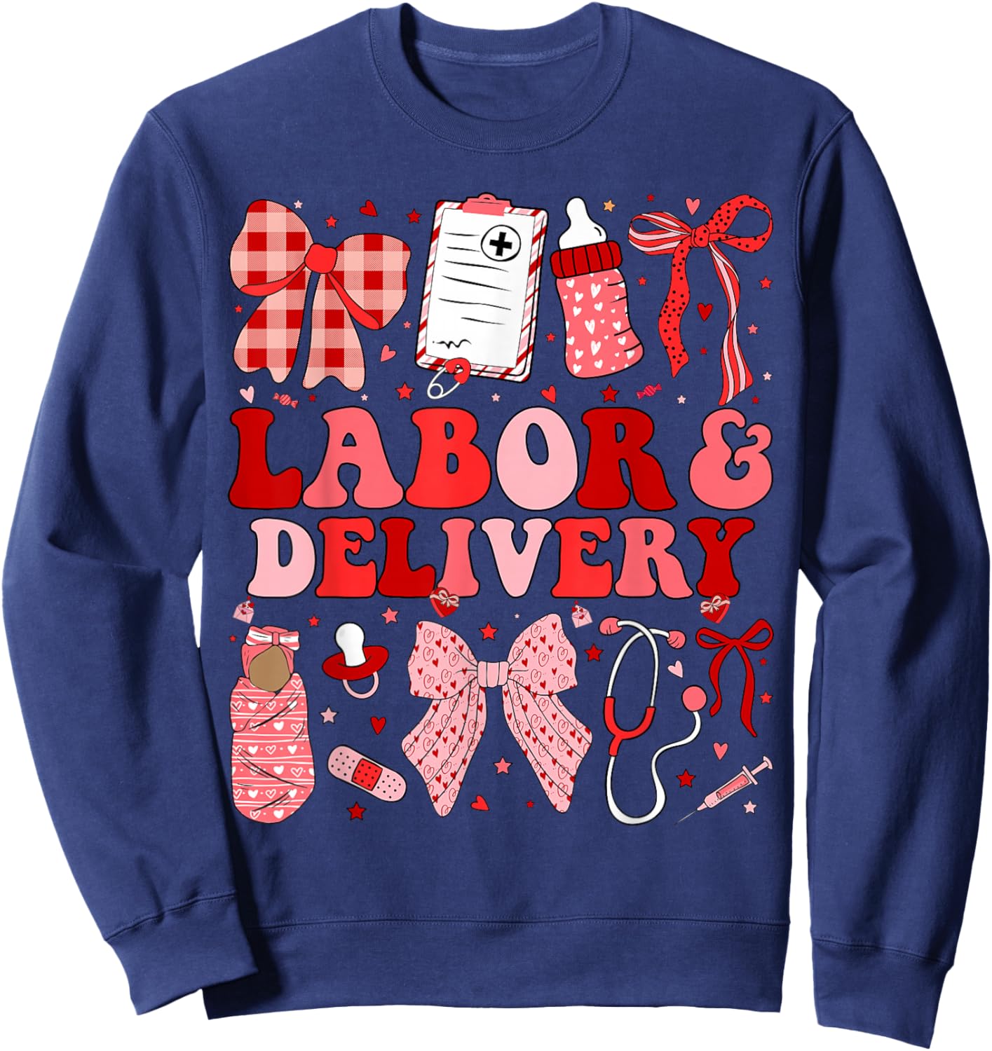 Labor and Delivery Nurse Coquette L&D Nurse Valentines Sweatshirt - Sweatshirt | Navy