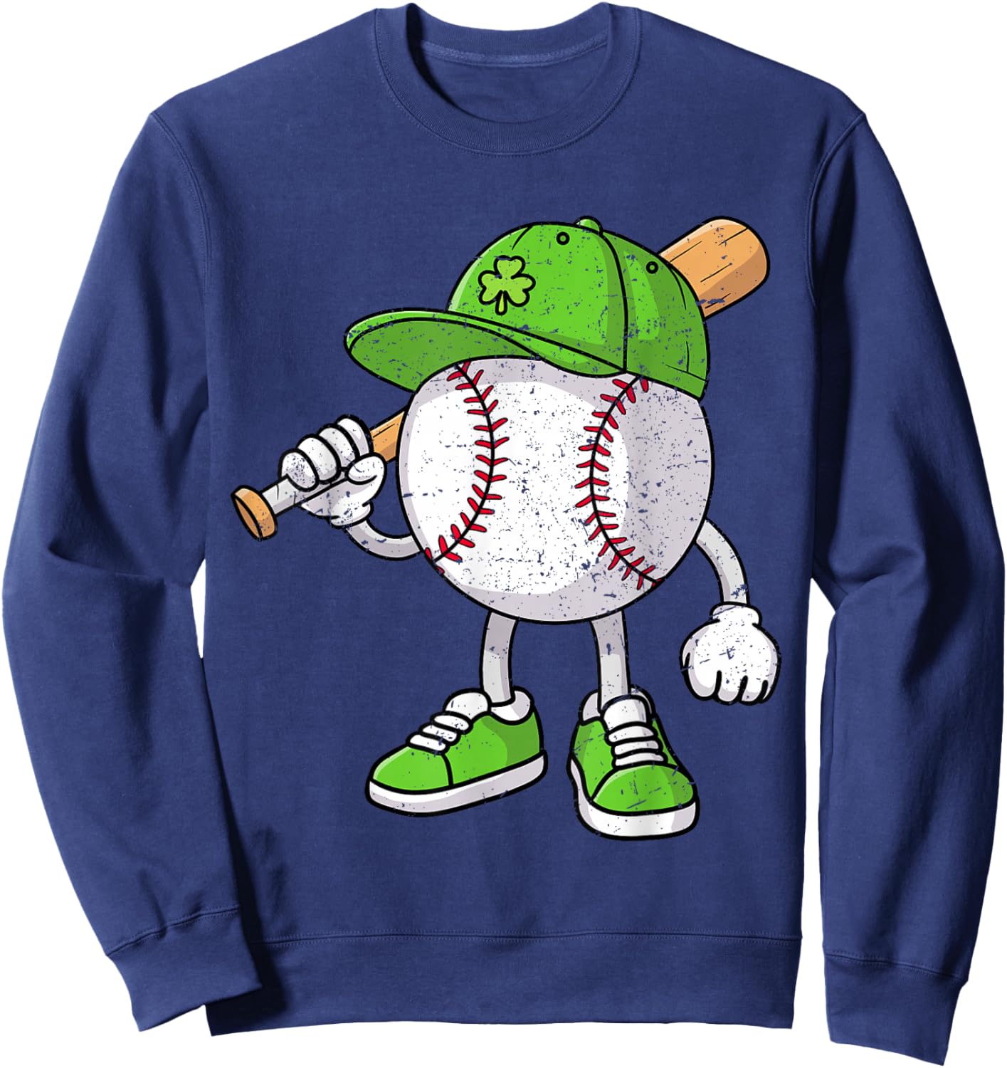 Boys St Patricks Day Baseball Player Pitcher Coach Kids Sweatshirt - Sweatshirt | Navy