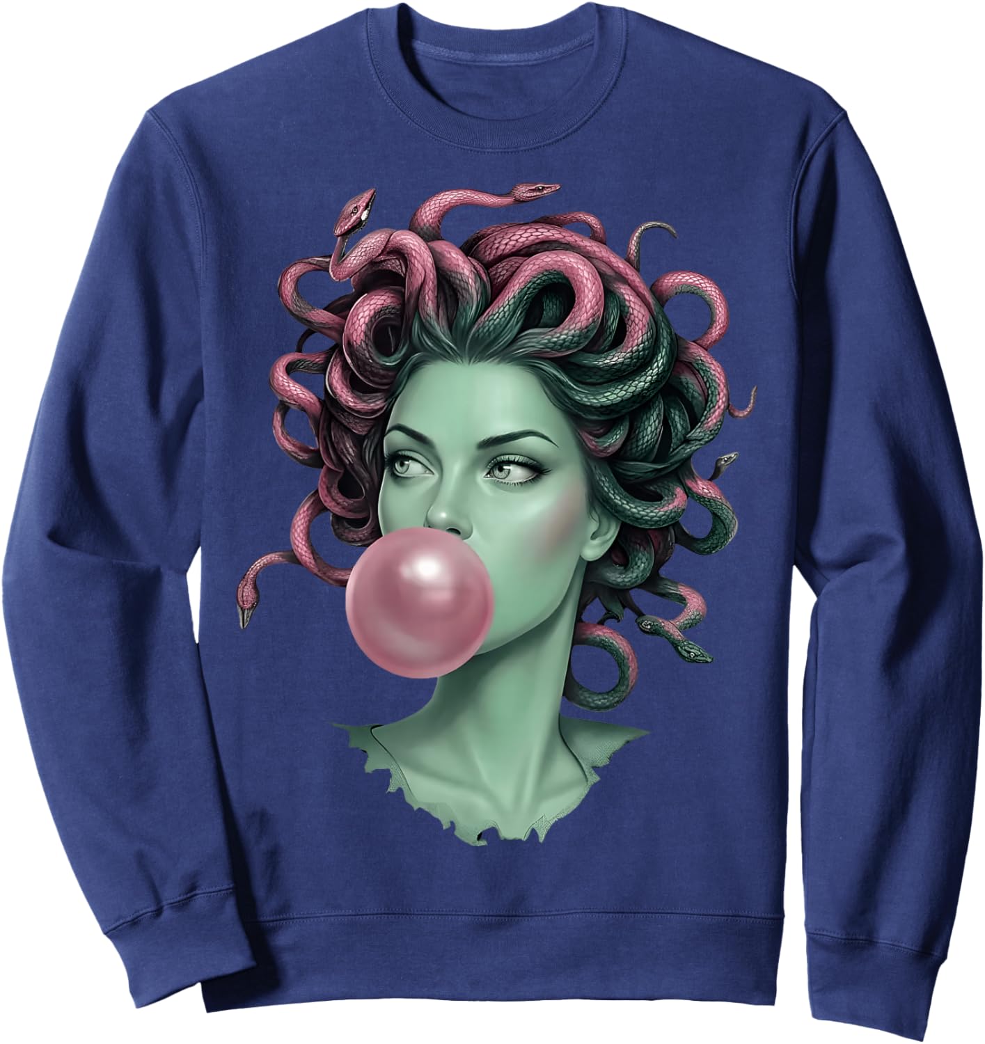 Medusa Bubblegum Mythological Snake Hair Goddess Feminist Sweatshirt - Sweatshirt | Navy