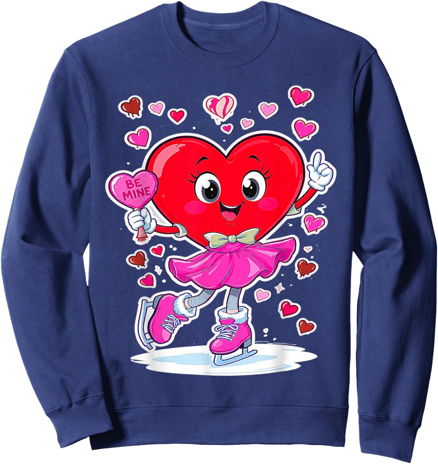 ice Skating Equipment Player Valentine Heart Costume dripped Sweatshirt - Sweatshirt | Navy