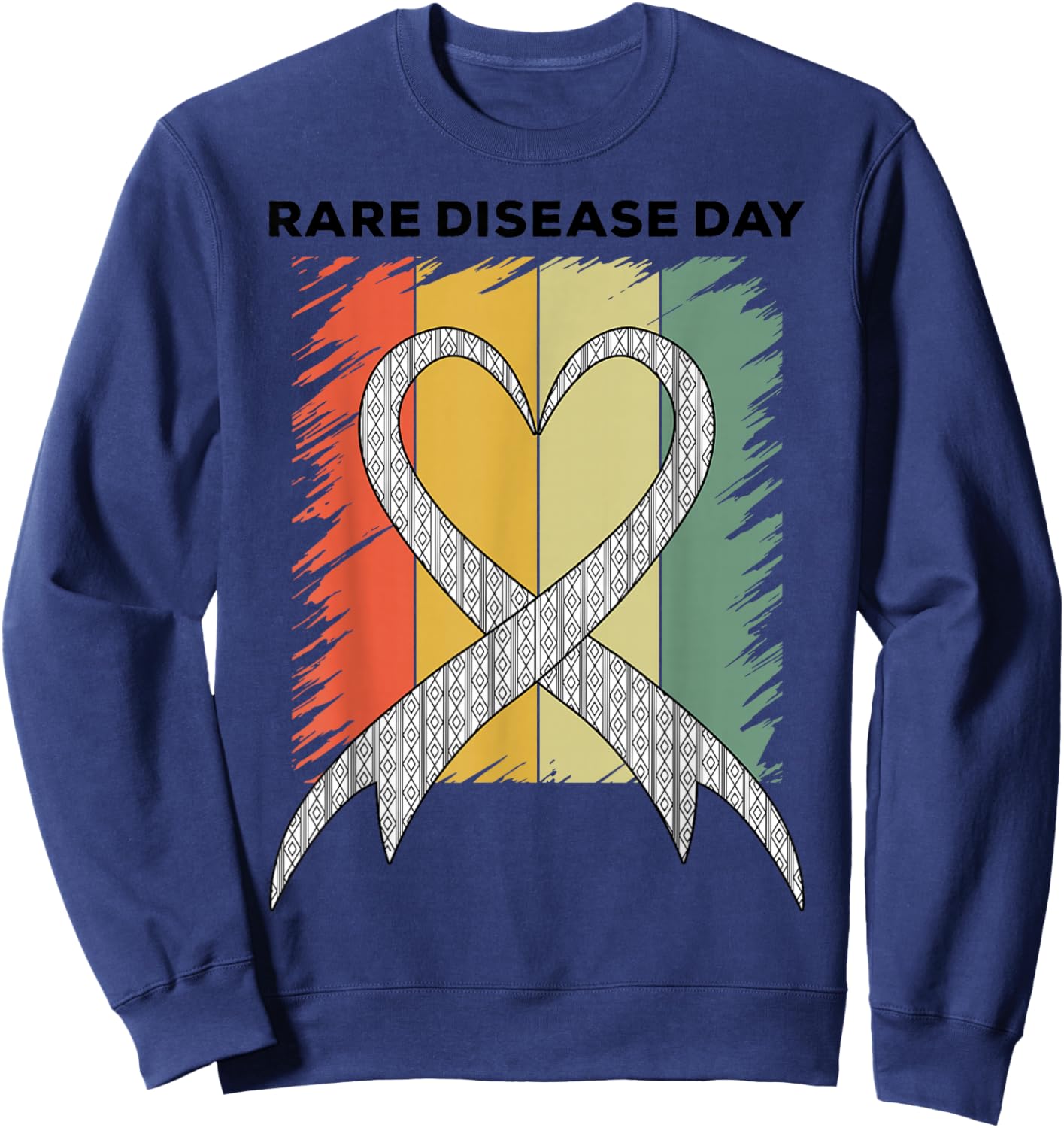 Rare Disease Day Rare Disease Awareness Heart Retro Vintage Sweatshirt - Sweatshirt | Navy