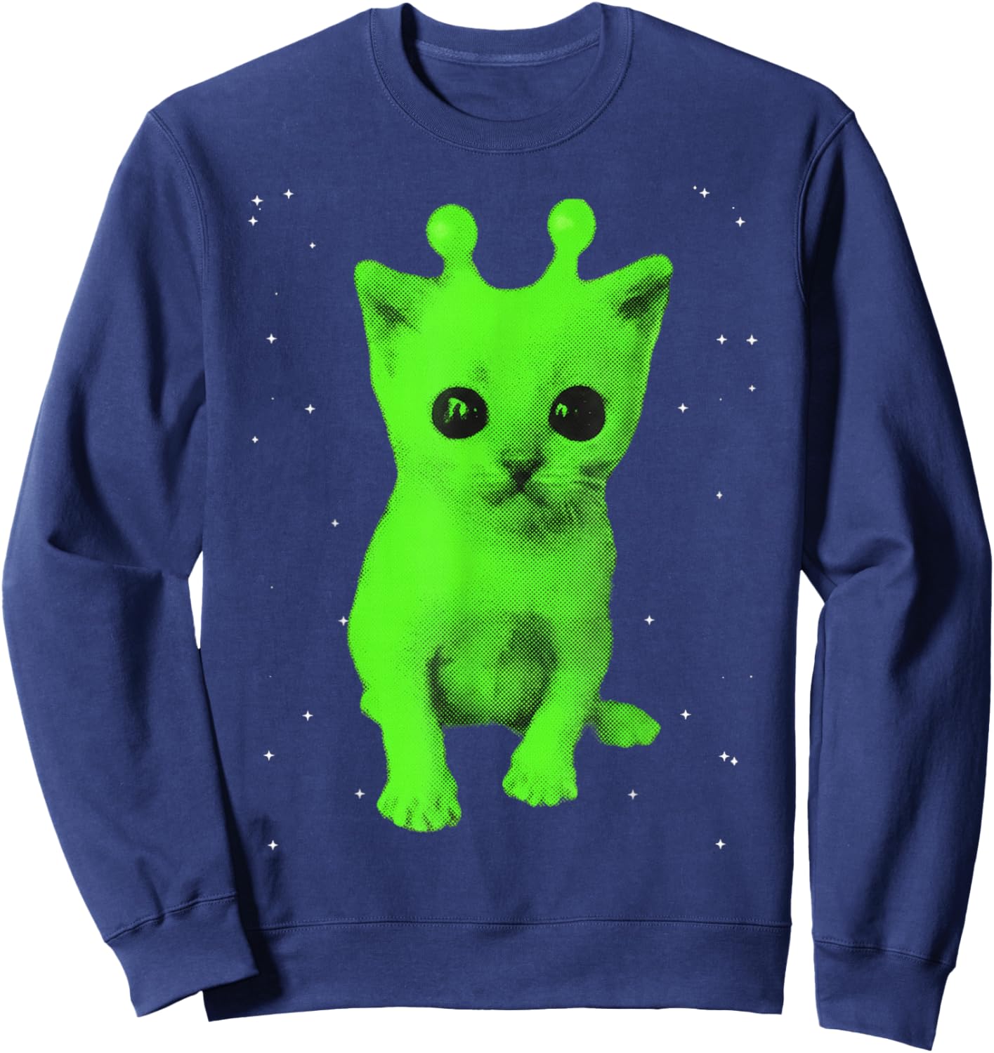 Y2k Alien UFO Cat Space Vintage 90s Retro Silly Cats Lover Sweatshirt - Sweatshirt | Navy