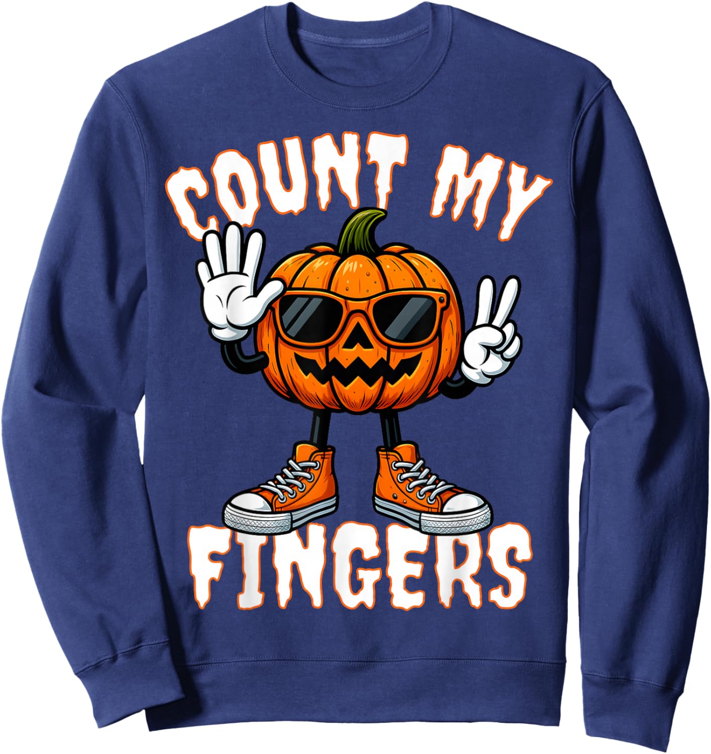 67 Halloween Pumpkin Funny Brainrot Meme Kids Six Seven Boys Sweatshirt - Sweatshirt | Navy