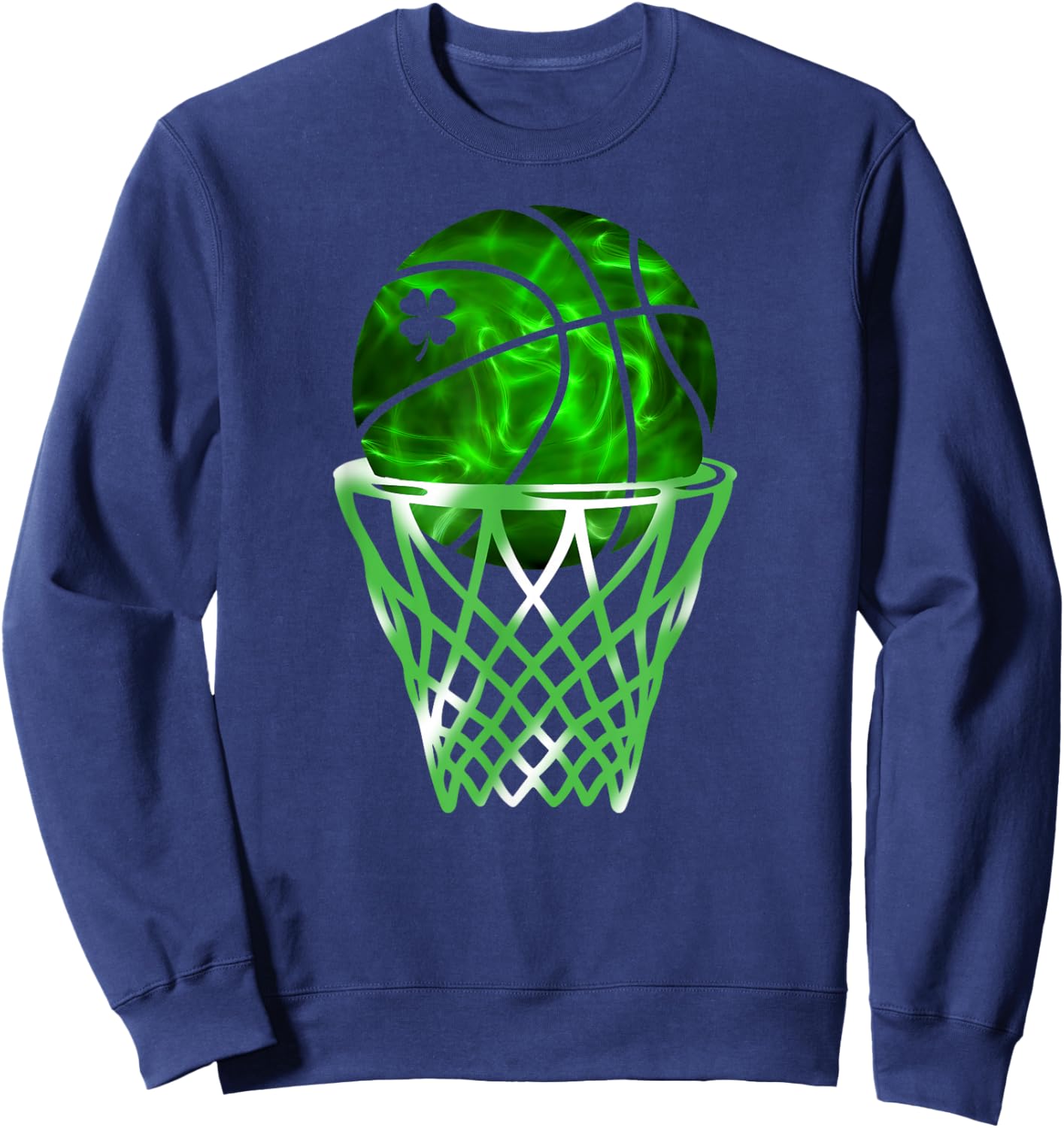 Retro Basketball Shamrock Irish St Patricks Day Men Kids Boy Sweatshirt - Sweatshirt | Navy