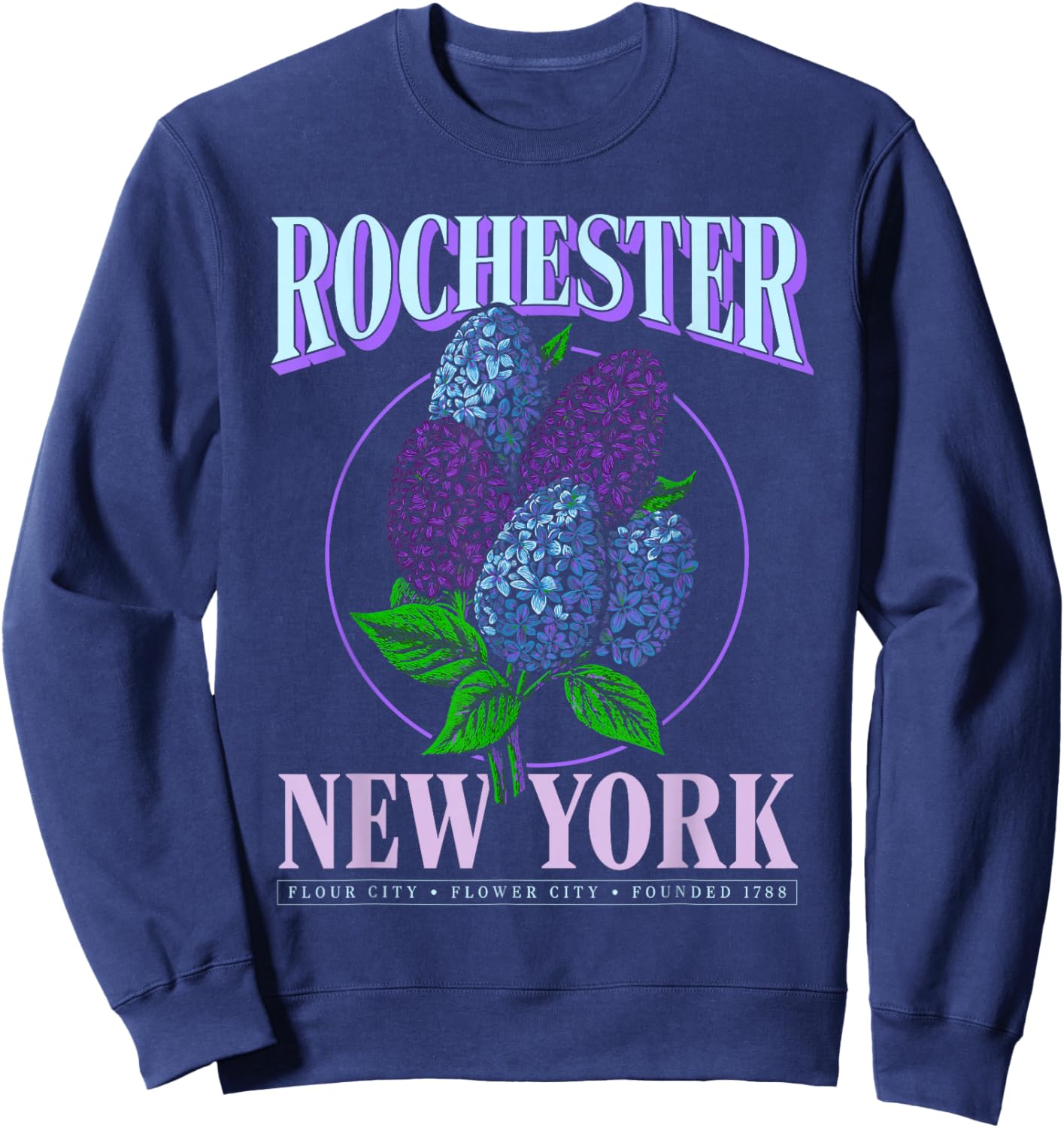 Rochester NY Lilac Apparel – Rochester Flower City Sweatshirt - Sweatshirt | Navy