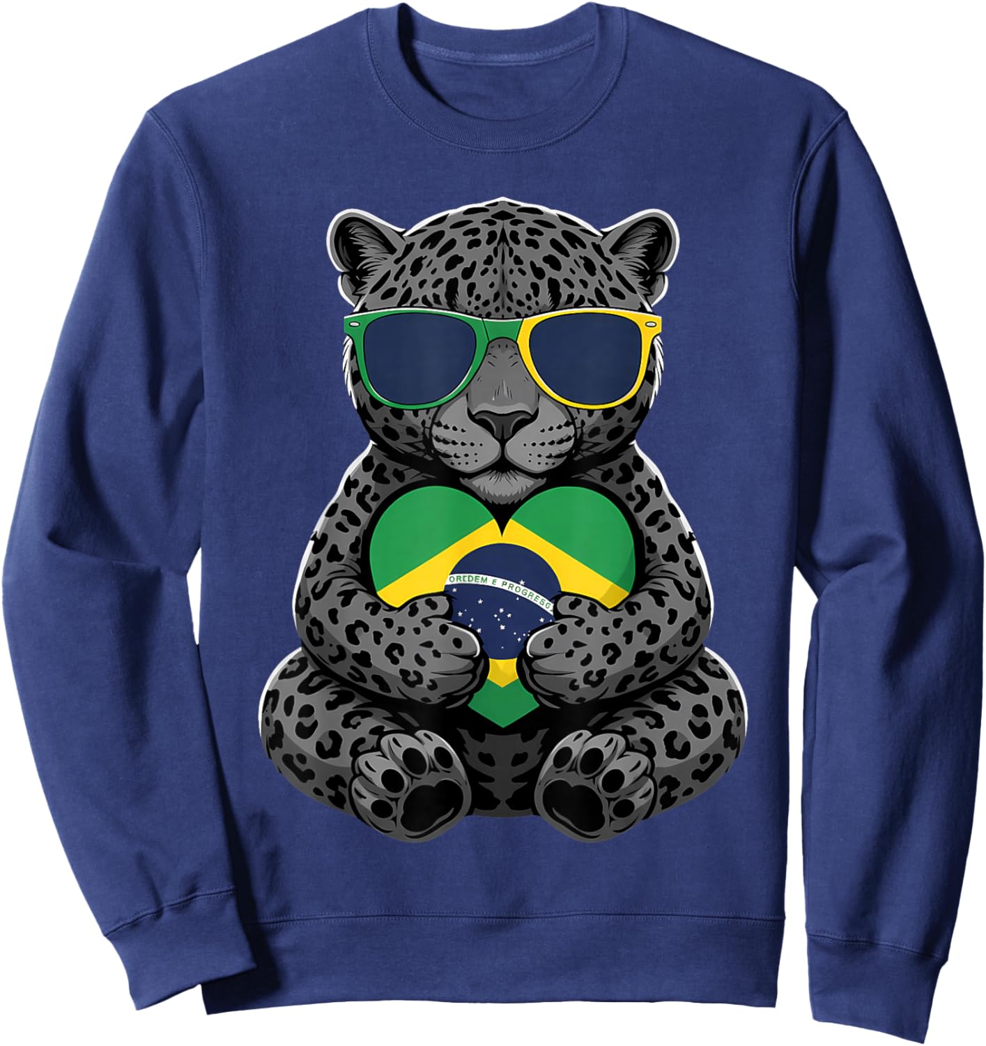 Brasil Flag Leopard Brazilian Pride Brasilian Roots Brazil Sweatshirt - Sweatshirt | Navy