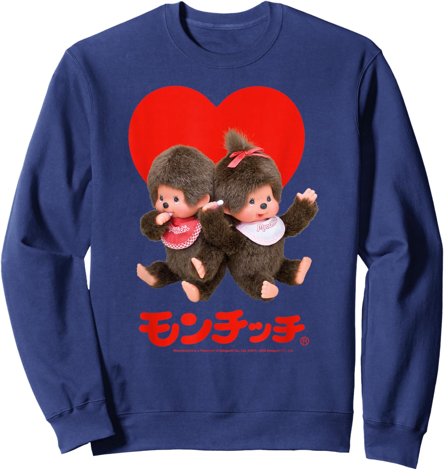 Monchhichi Valentine's Day Cute Little Fluffy Duo Sweatshirt - Sweatshirt | Navy