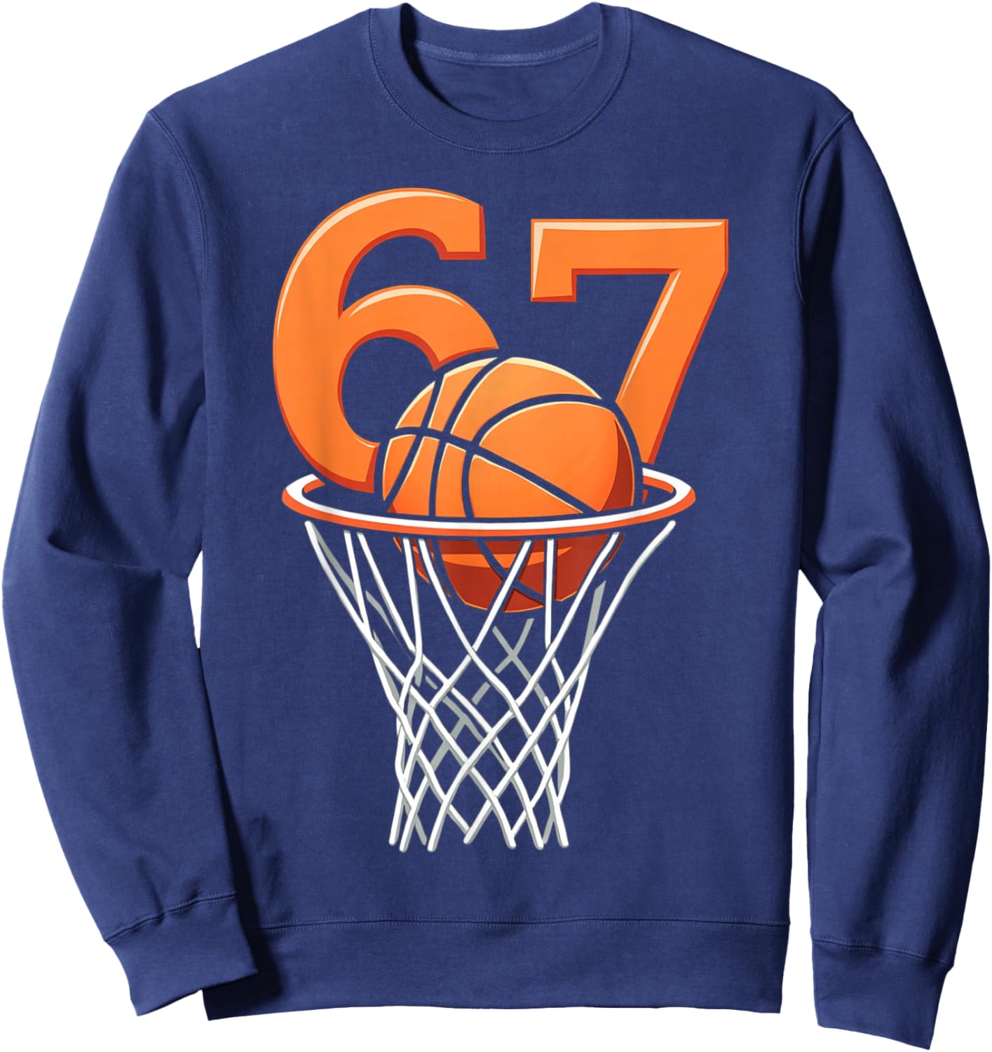 Six Seven 6 7 Basketball Meme Sweatshirt - Sweatshirt | Navy