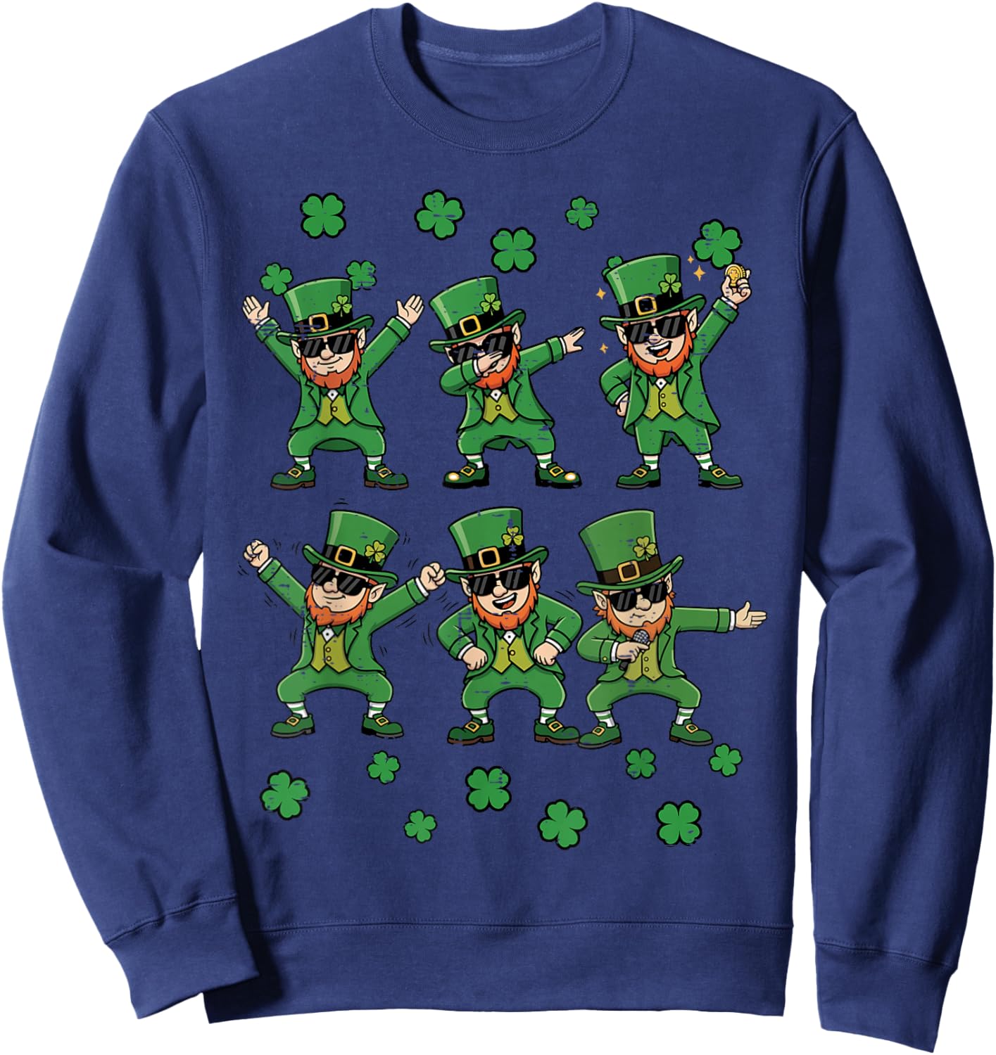 St Patricks Day Leprechaun Poses Saint Pattys Kids Men Women Sweatshirt - Sweatshirt | Navy