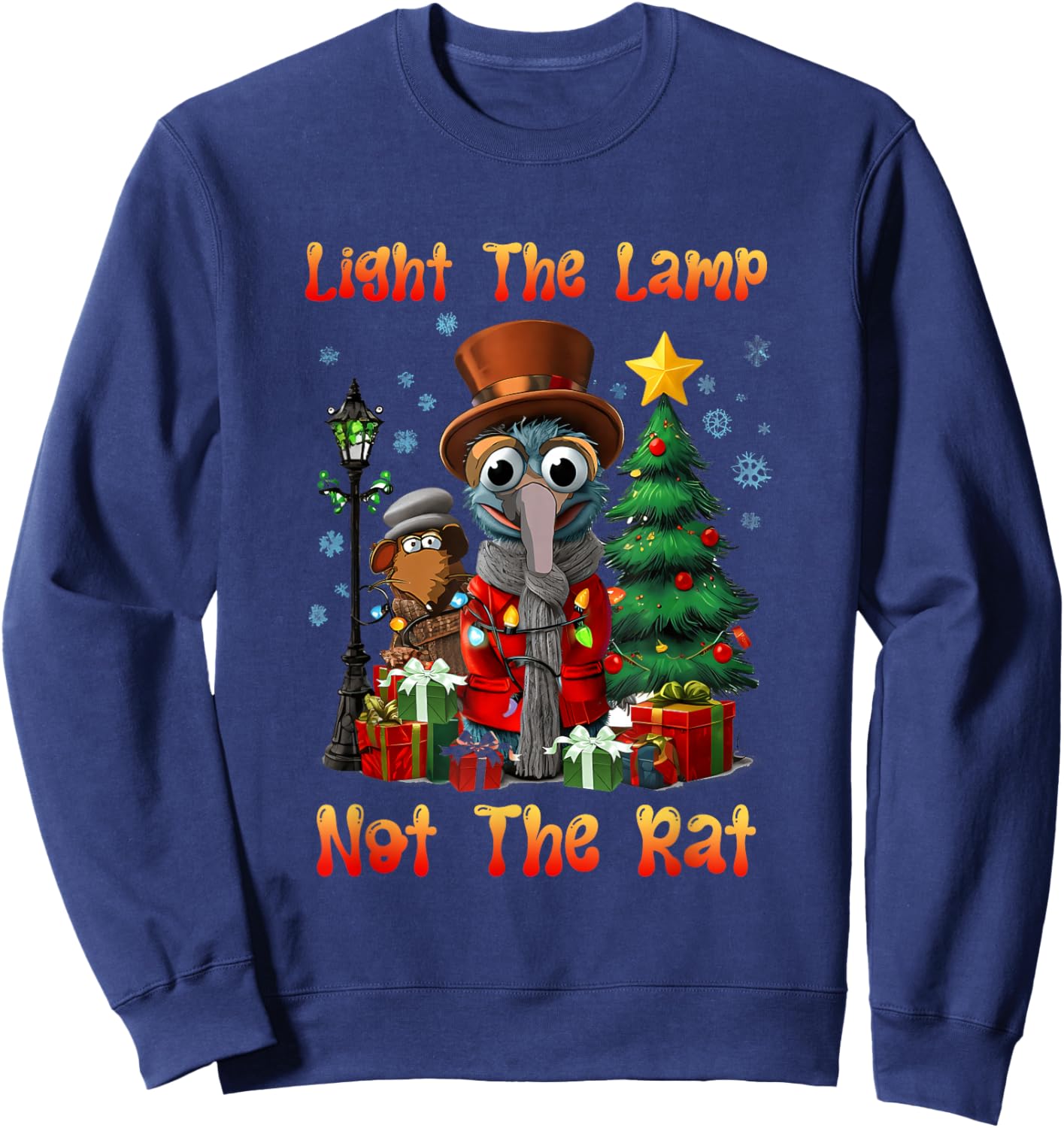 Light a Lamp Not a Rat Christmas Funny Holiday Saying Sweatshirt - Sweatshirt | Navy