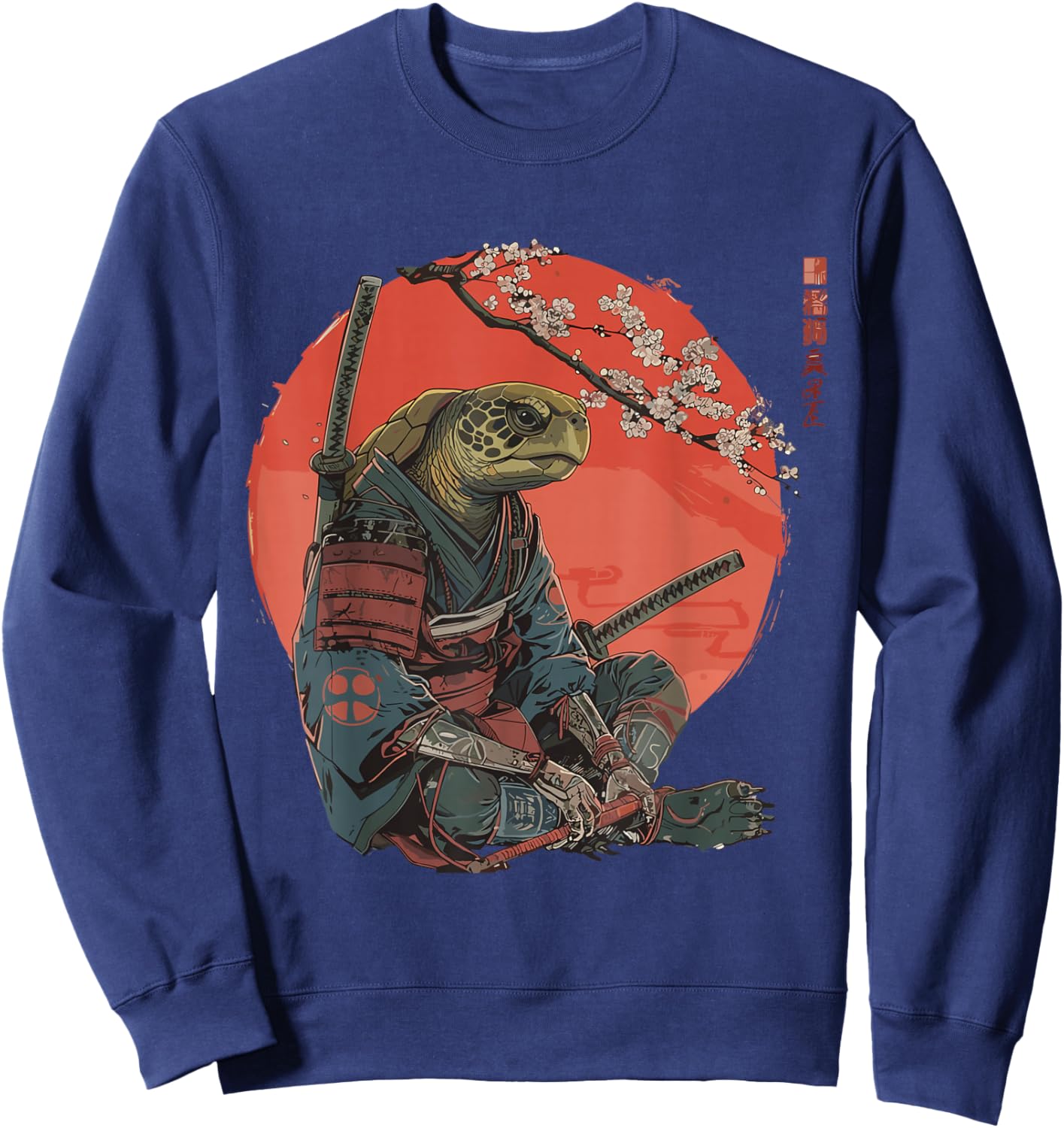 Samurai Turtle Warrior Vintage Japanese Shirt Graphic Sweatshirt - Sweatshirt | Navy