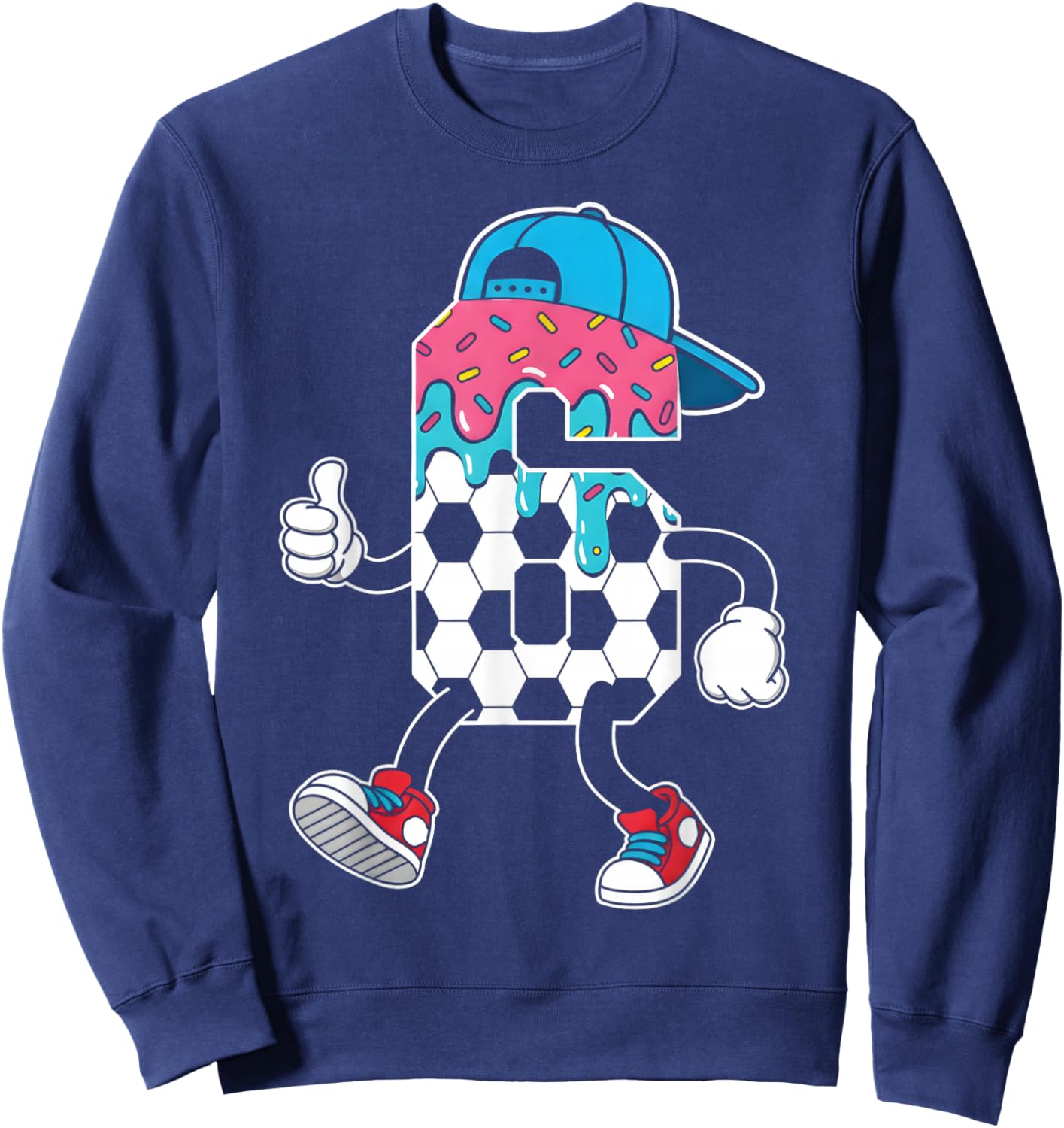Soccer 6 Year Old Ice Cream Drip Youth 6th Birthday Boy 6 Sweatshirt - Sweatshirt | Navy