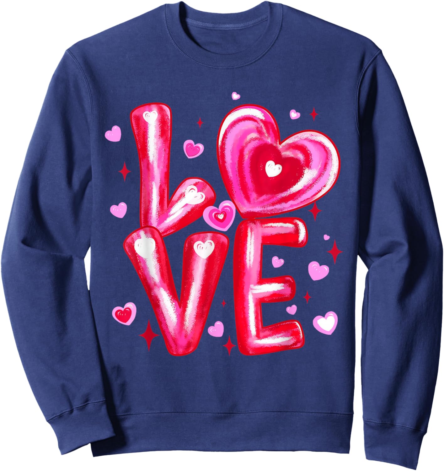 Love Cute Heart Art Pink Romantic Valentine's Day Sweatshirt - Sweatshirt | Navy