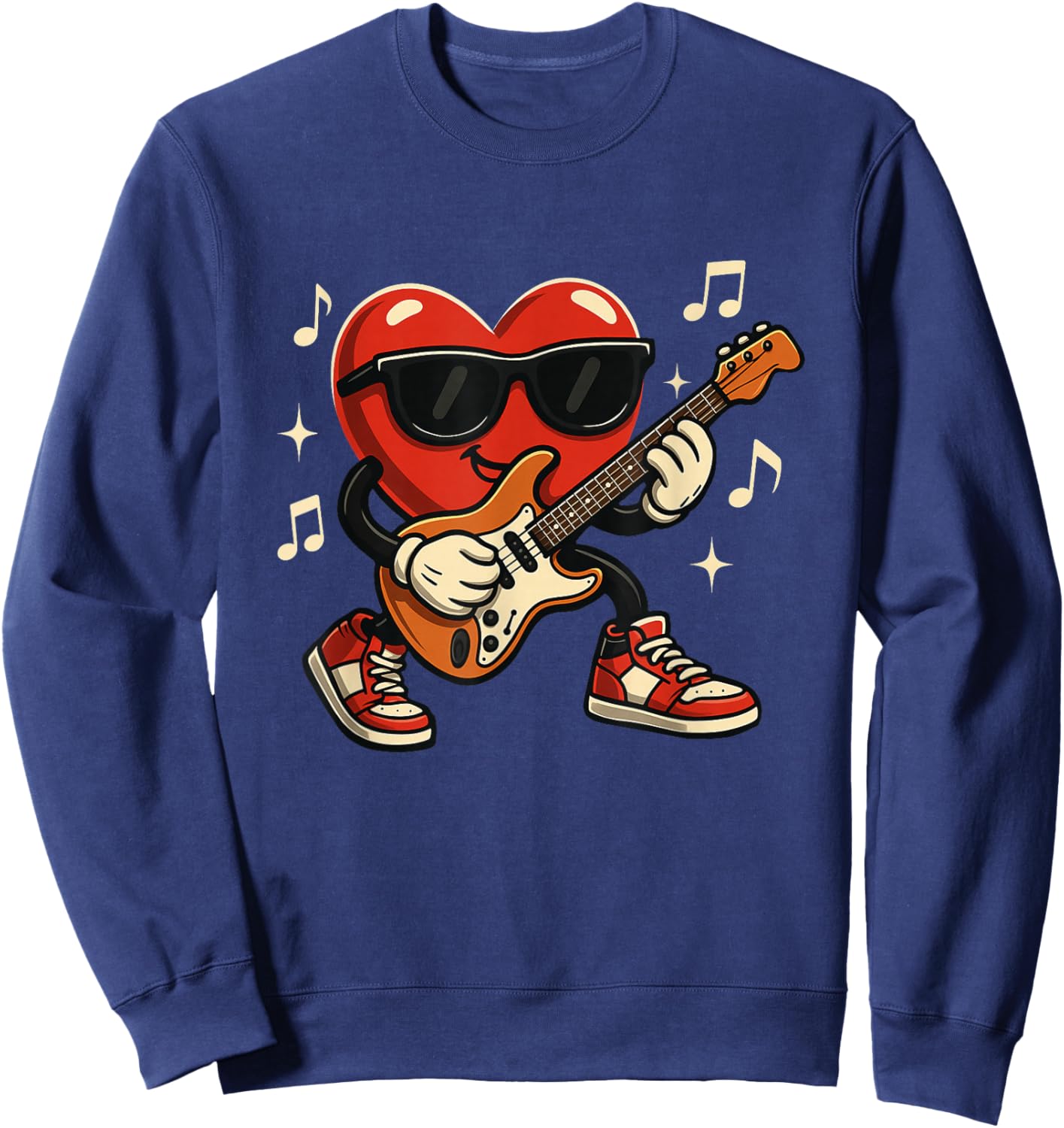 Guitar Player Valentine's Day Guitarist Teen Boys Men Sweatshirt - Sweatshirt | Navy