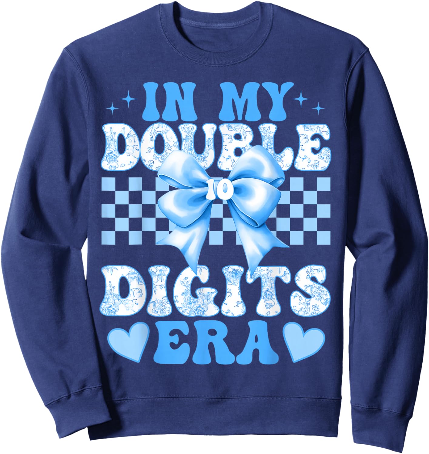 Groovy in My Double Digits Era 10th Birthday Coquette Bow Sweatshirt - Sweatshirt | Navy