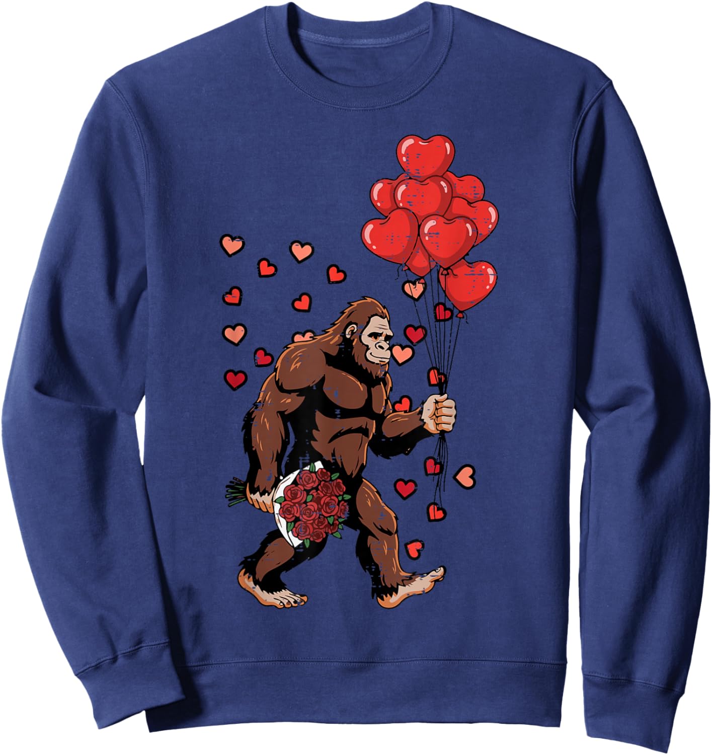 Valentines Day Bigfoot Balloons Sasquatch Men Boys Kids Sweatshirt - Sweatshirt | Navy