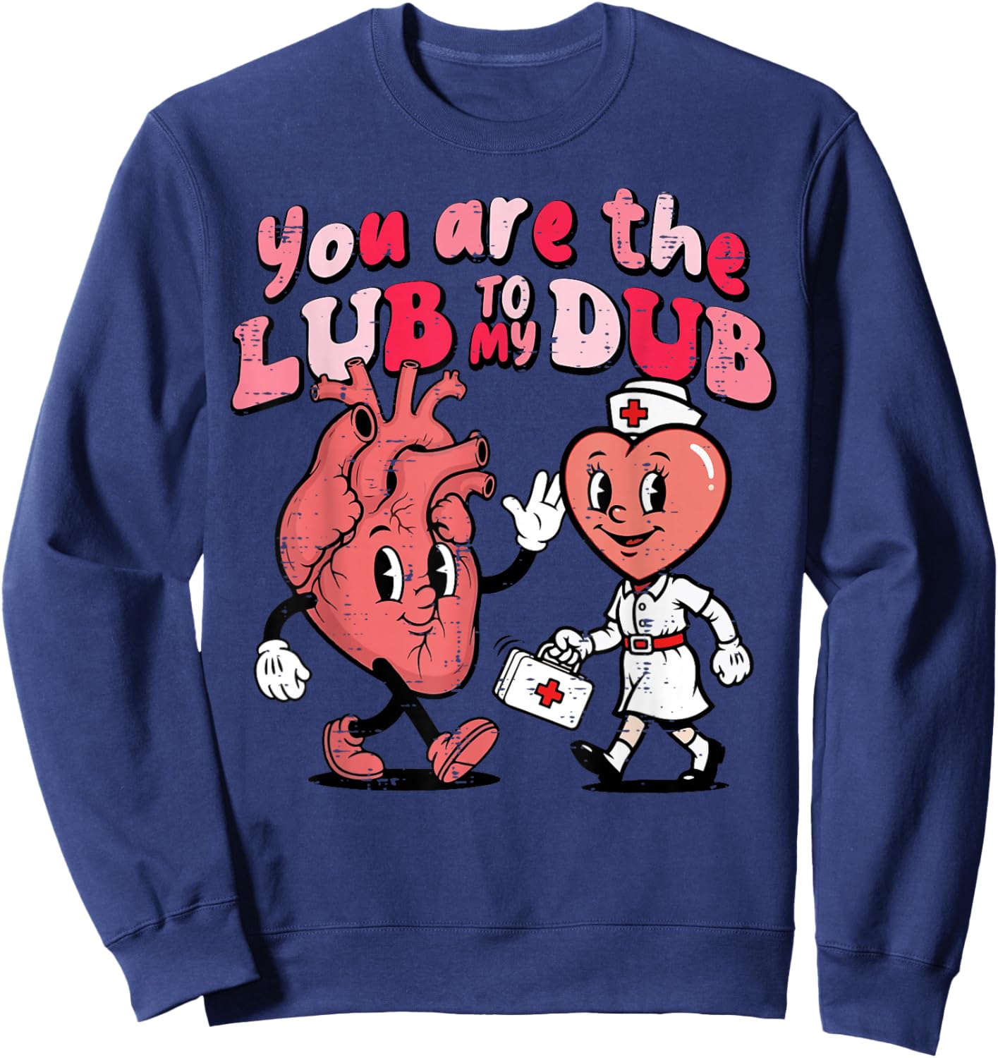 Valentines Day Nurse Lub to My Dub Cardiac Scrub Top Women Sweatshirt - Sweatshirt | Navy
