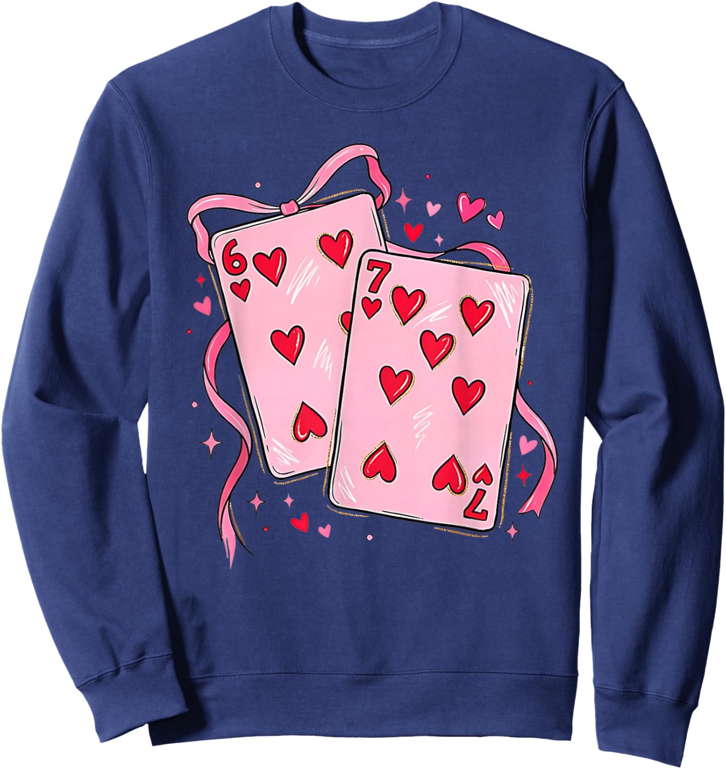 67 Six Seven Cards Valentine's Day 6 7 Meme Boys Girls Kids Sweatshirt - Sweatshirt | Navy