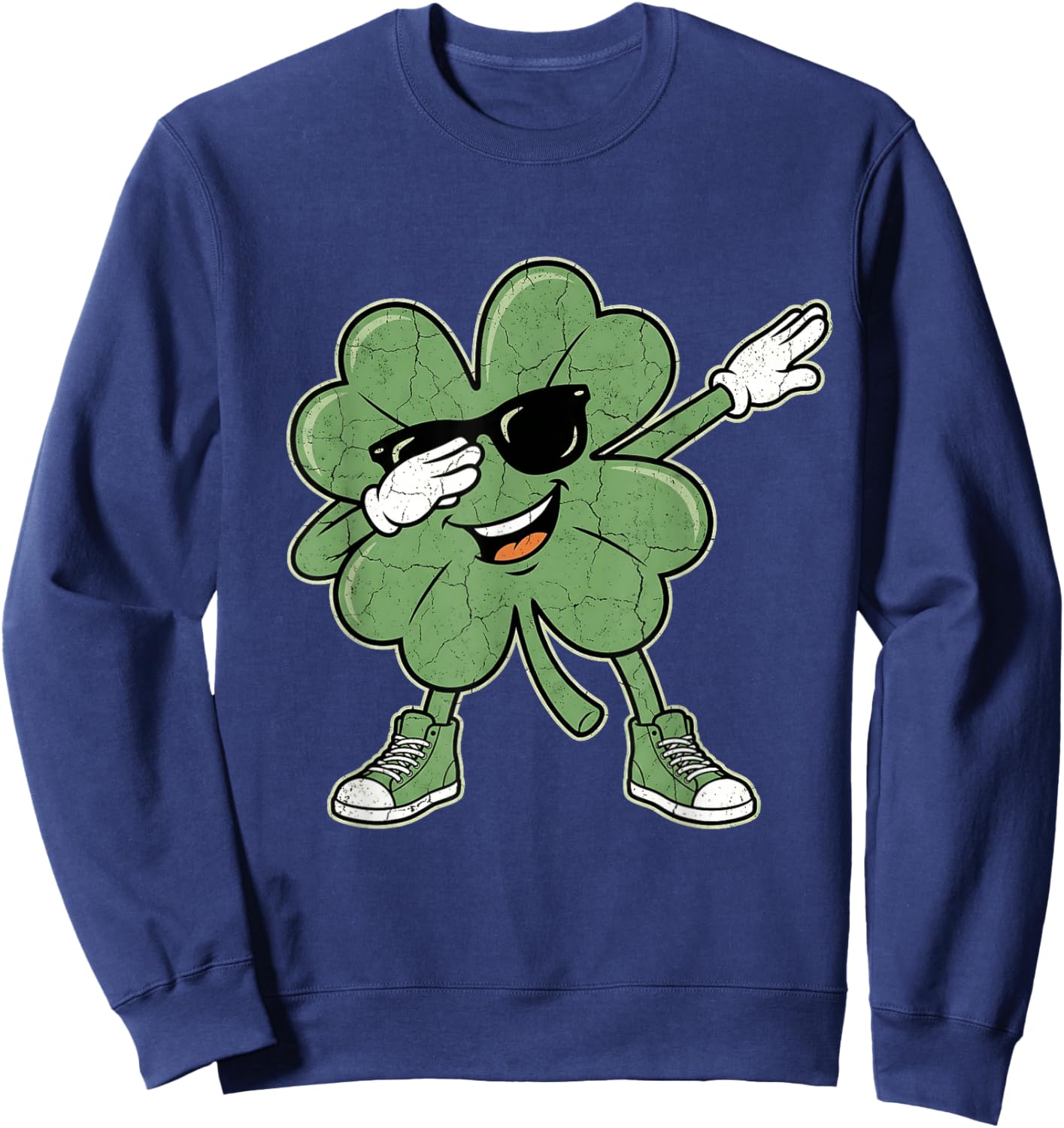 Dabbing Shamrock St Patricks Day Boys Kids St Paddys Pattys Sweatshirt - Sweatshirt | Navy