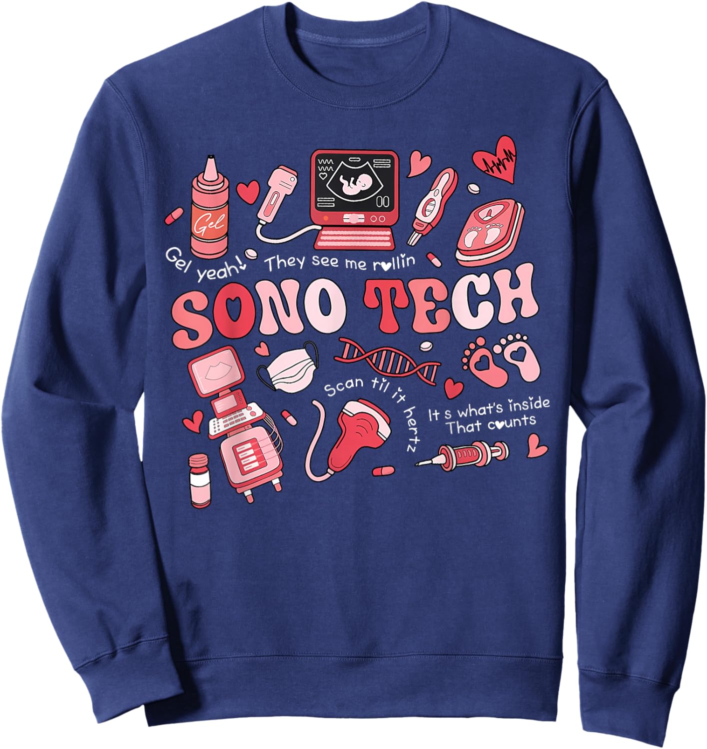 Cute Sonographer Valentines Sono Tech Ultrasound Tech Sweatshirt - Sweatshirt | Navy