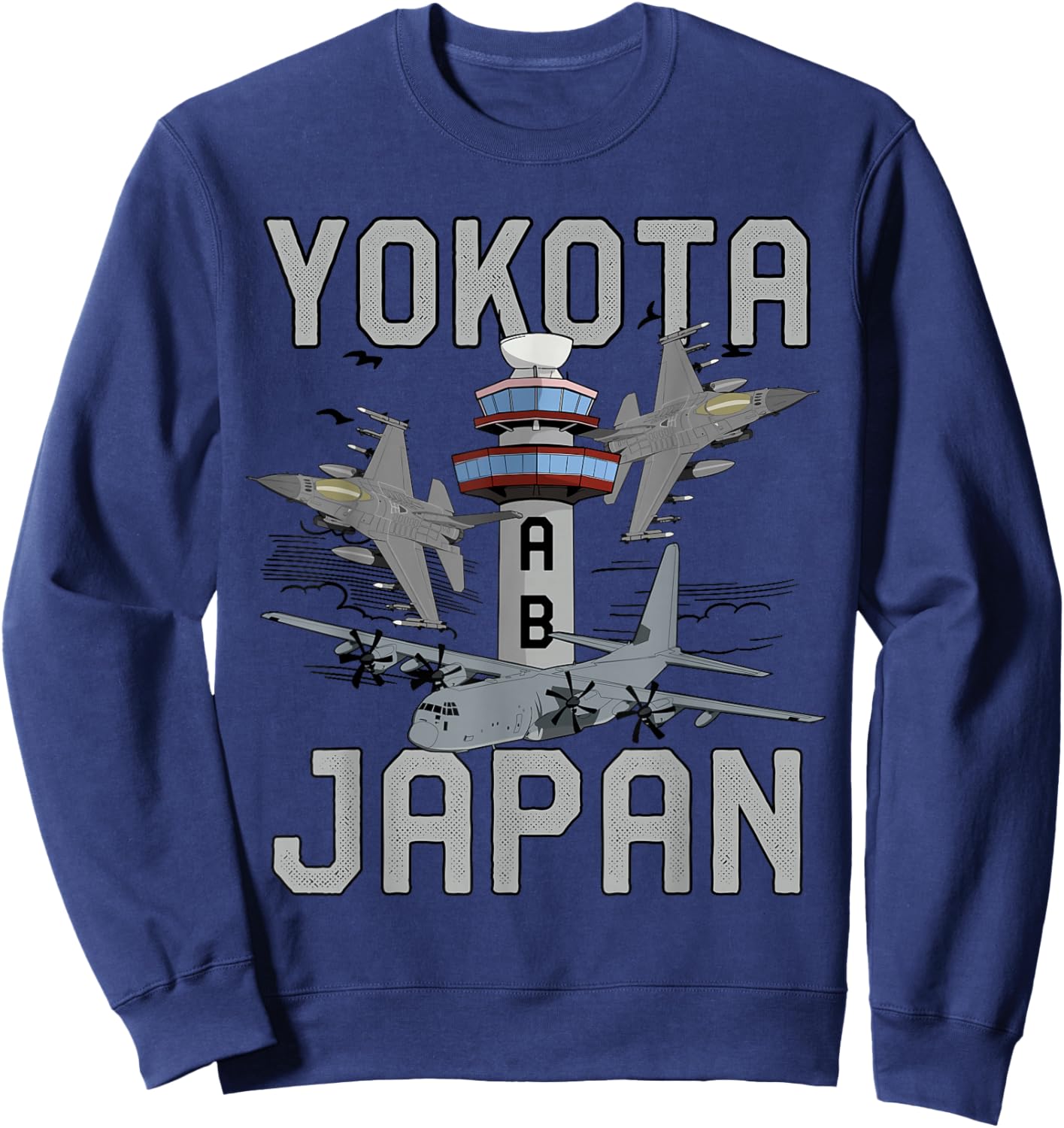 Yokota Air Base Japan C-130 Hercules Airlift Wing Veteran Sweatshirt - Sweatshirt | Navy