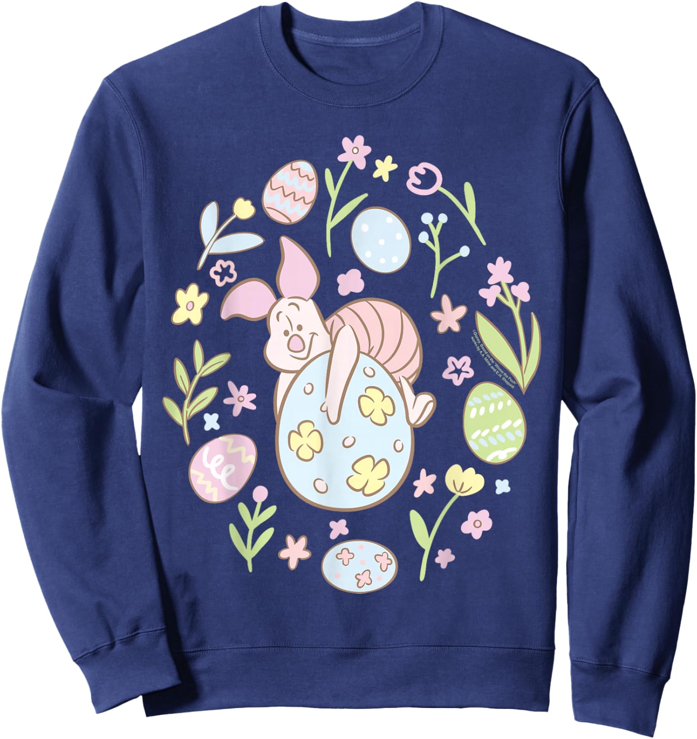 Disney Winnie The Pooh Piglet Easter Egg Pastel Spring Icons Sweatshirt - Sweatshirt | Navy
