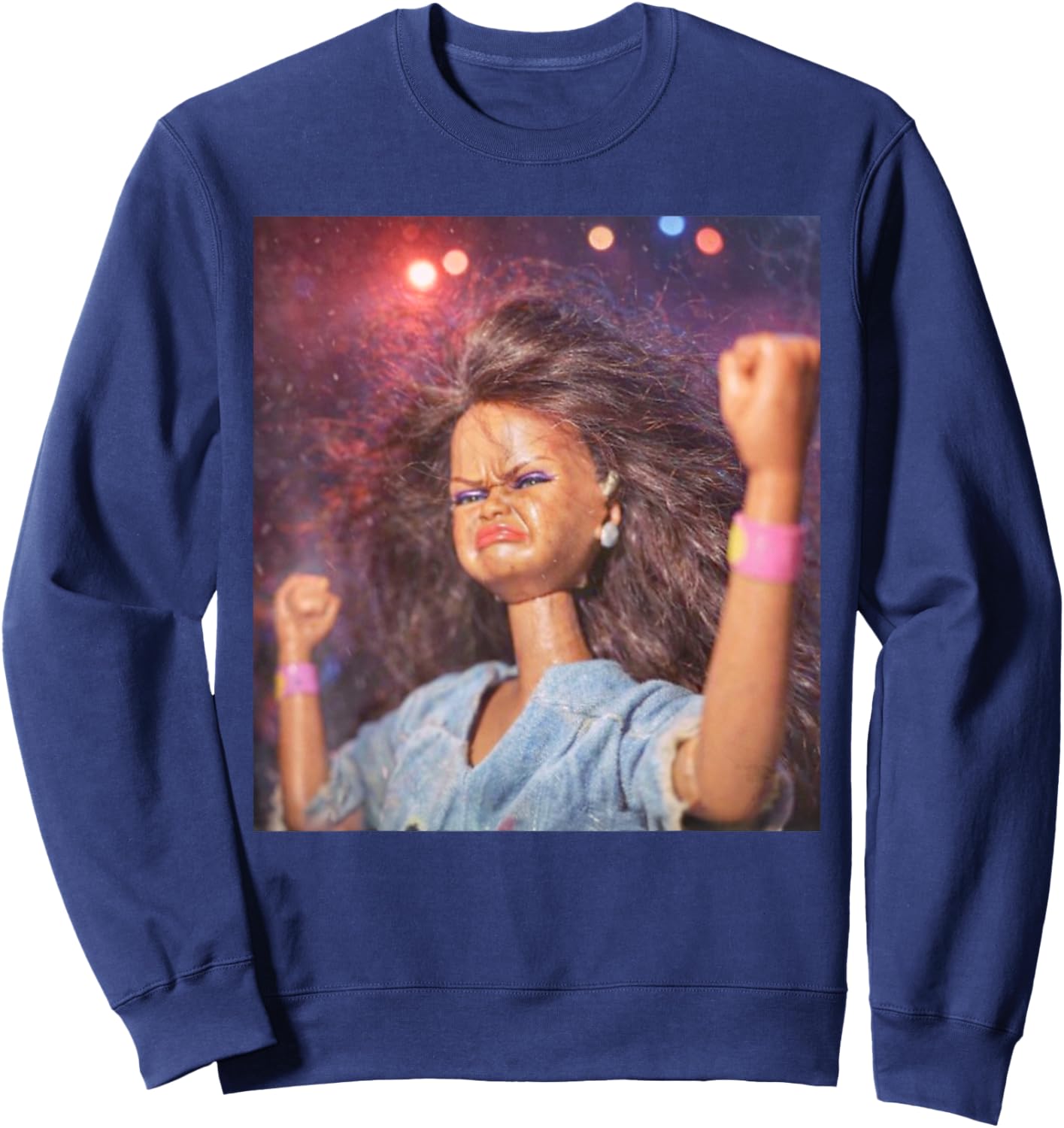 Funny Doll Party Meme Doll Face Meme Sweatshirt - Sweatshirt | Navy