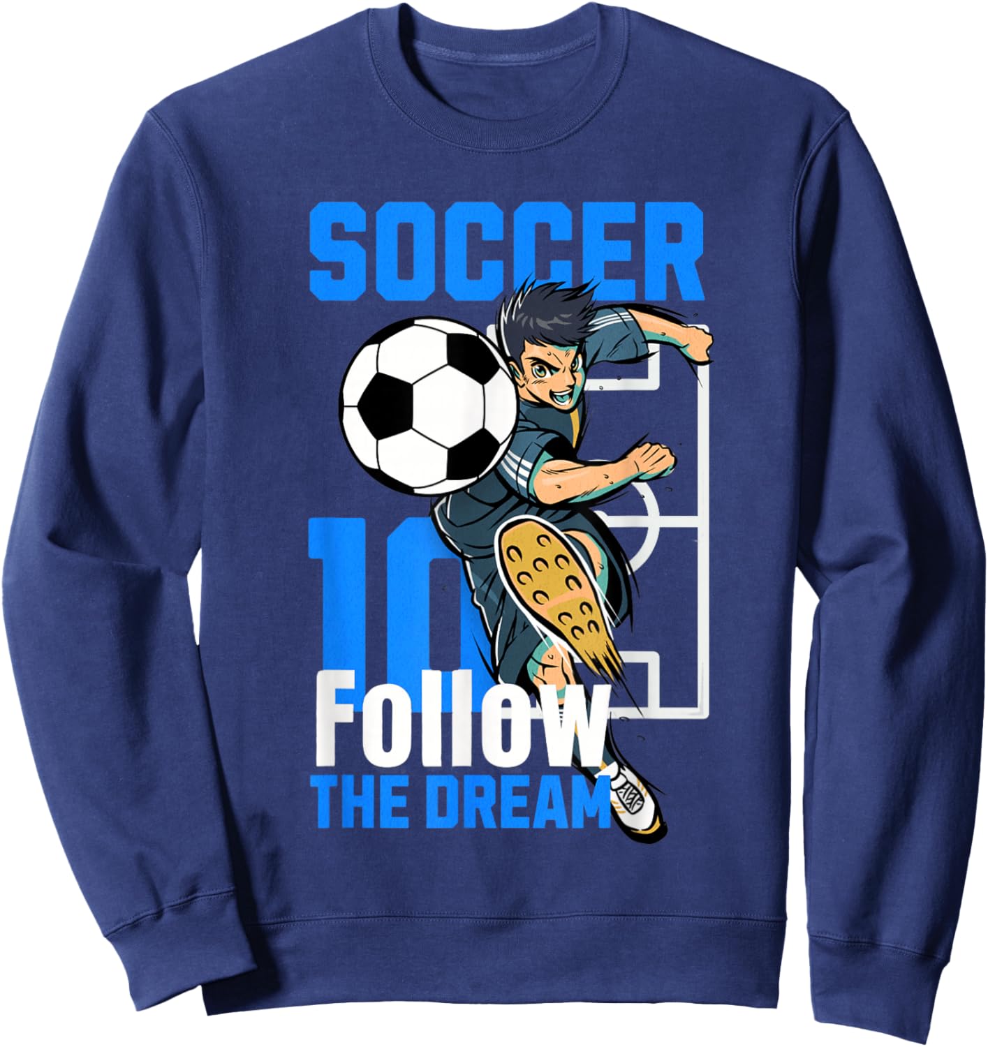 Soccer Player Action Art Follow The Dream Design Sweatshirt - Sweatshirt | Navy