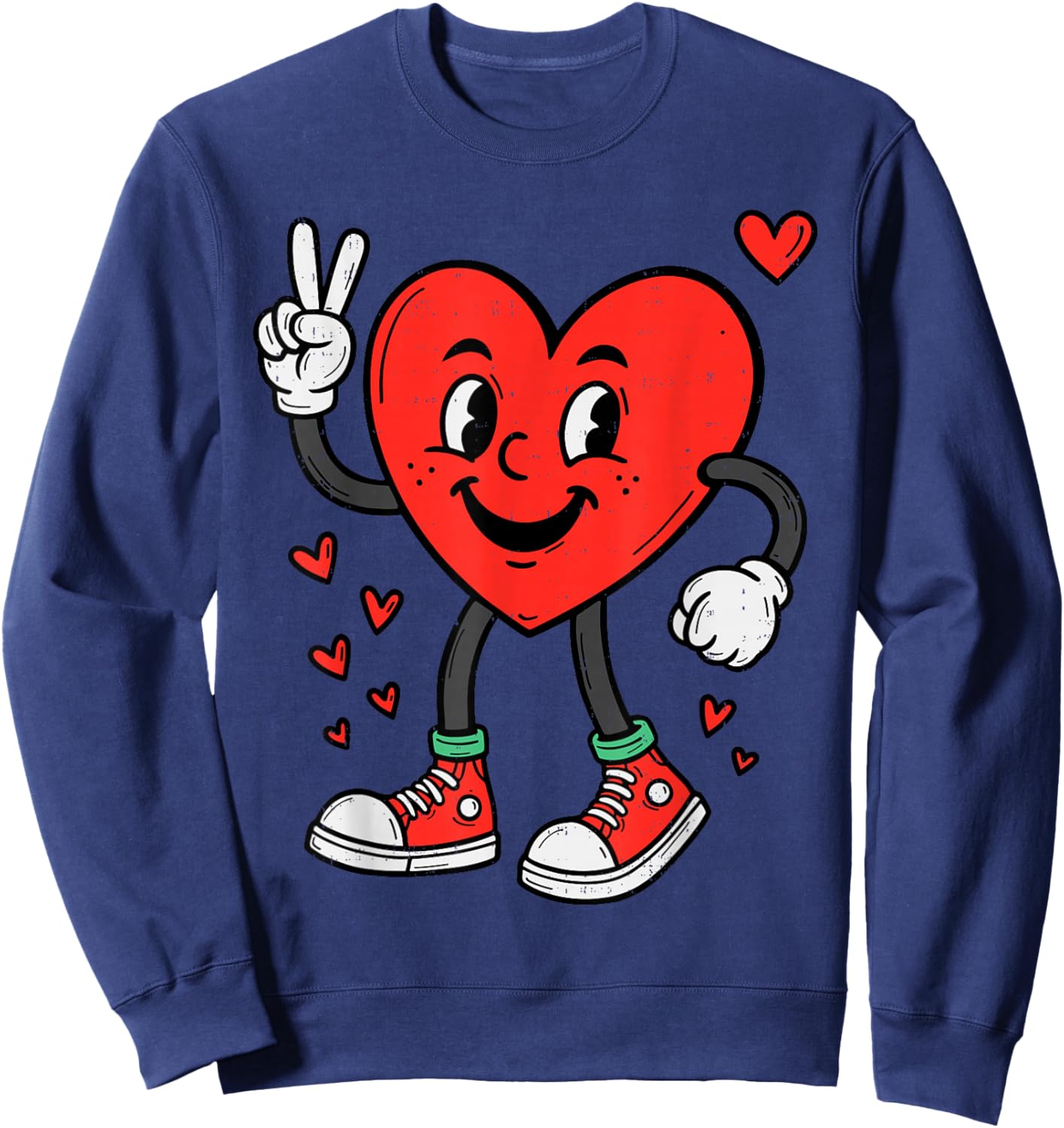Heart Peace Hand Funny Valentines Day Boys Men Women Kids Sweatshirt - Sweatshirt | Navy