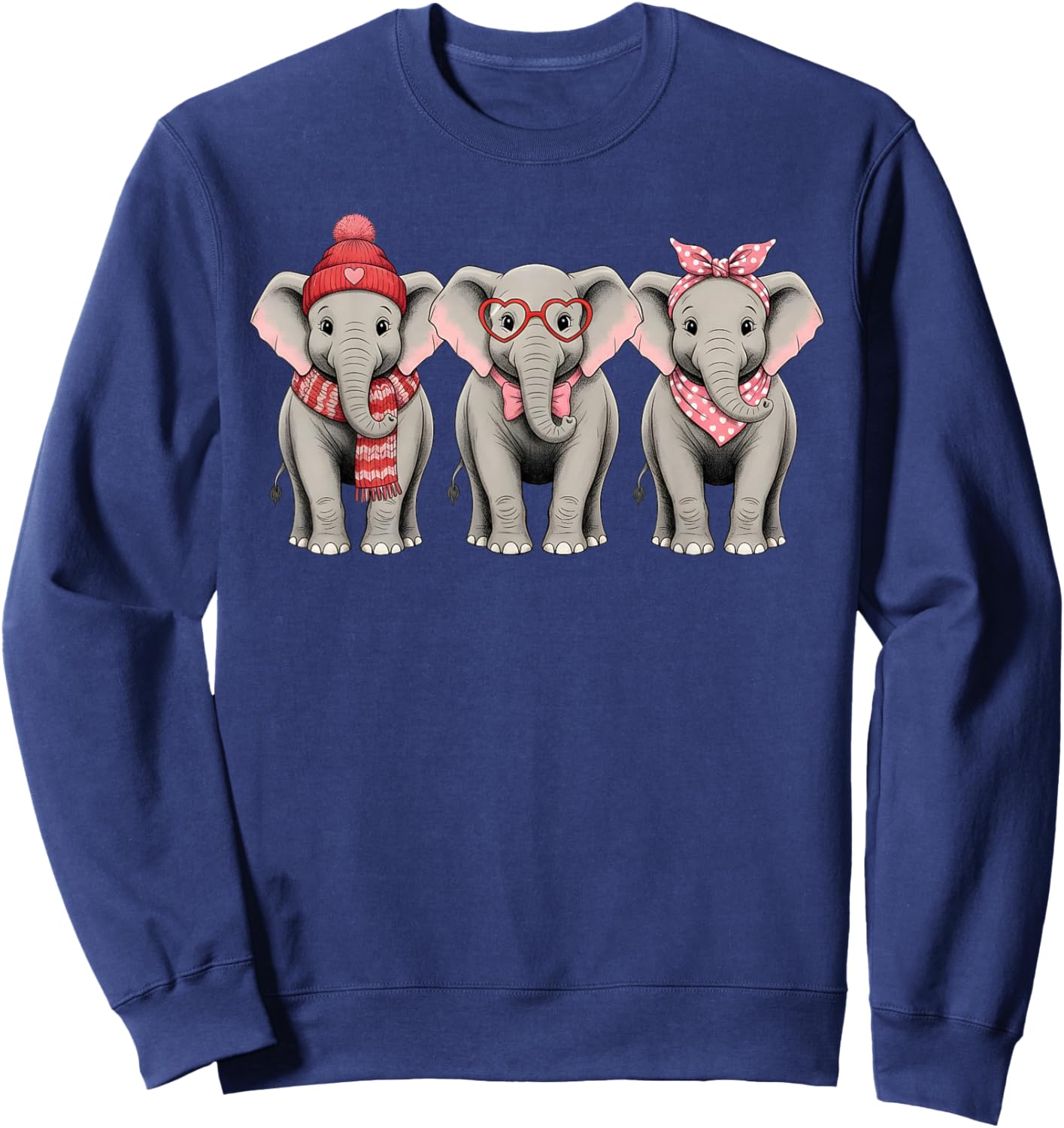 Retro Elephant Cute Valentine Safari Animal Sweatshirt - Sweatshirt | Navy